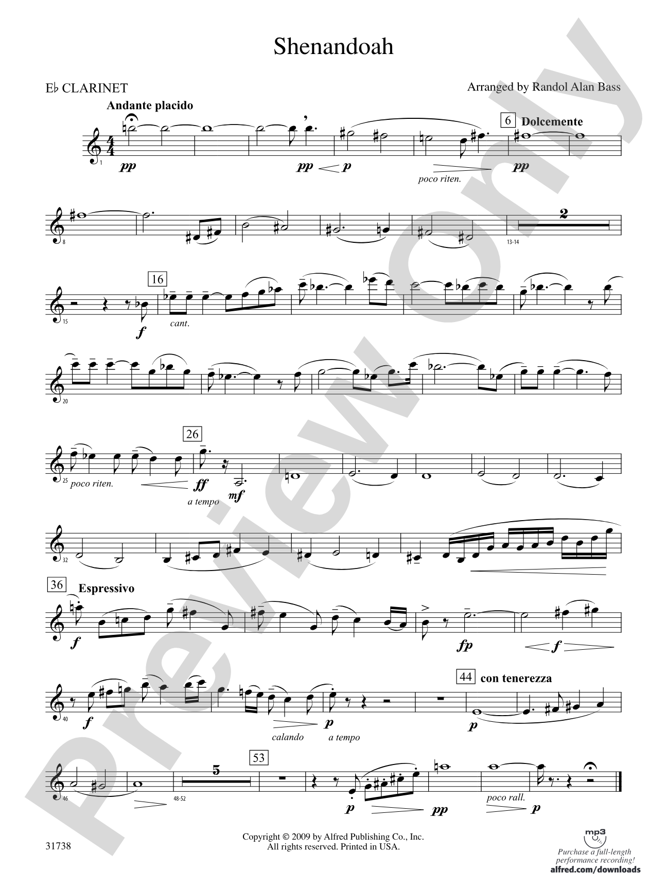 Shenandoah: E-flat Soprano Clarinet