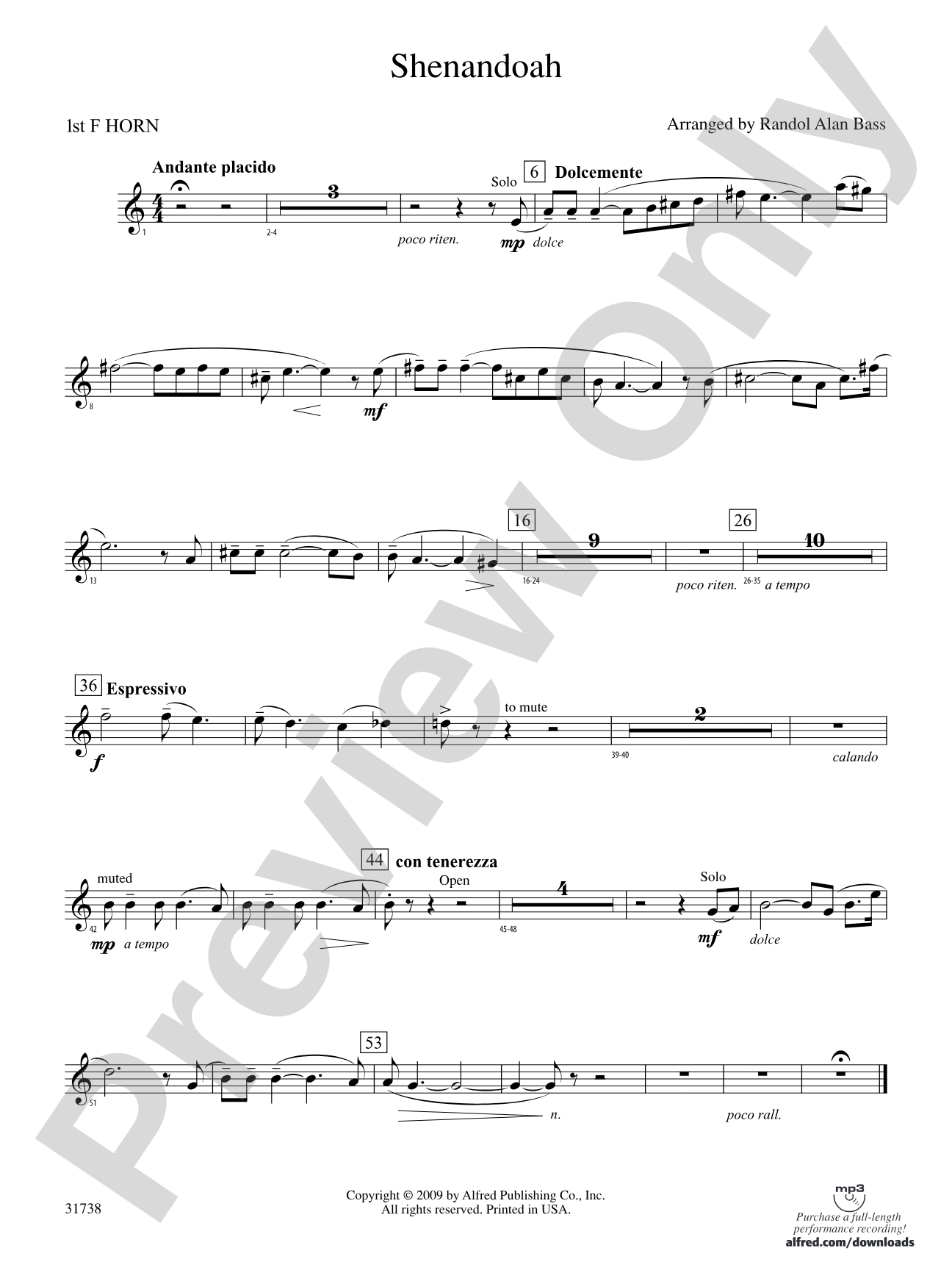 Shenandoah: 1st F Horn