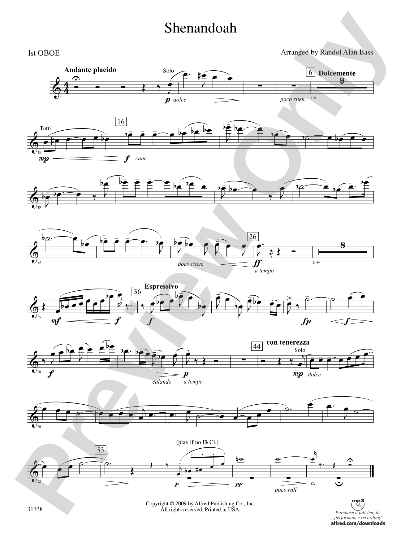 Shenandoah: Oboe