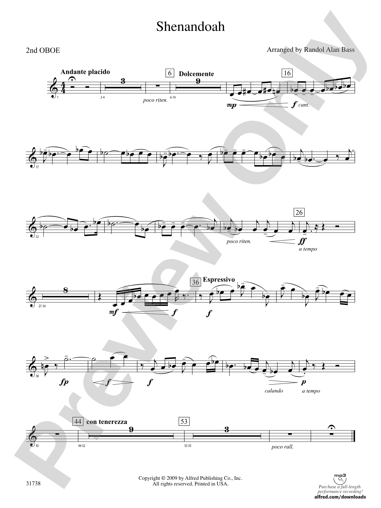 Shenandoah: 2nd Oboe