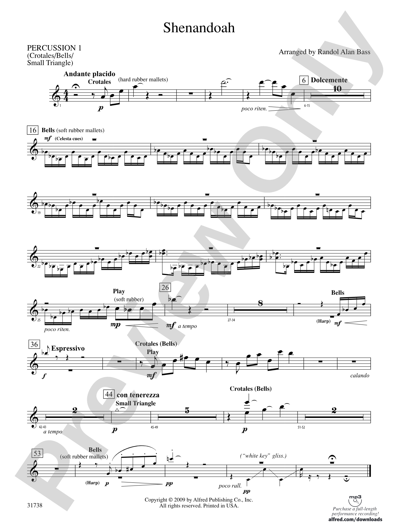 Shenandoah: 1st Percussion