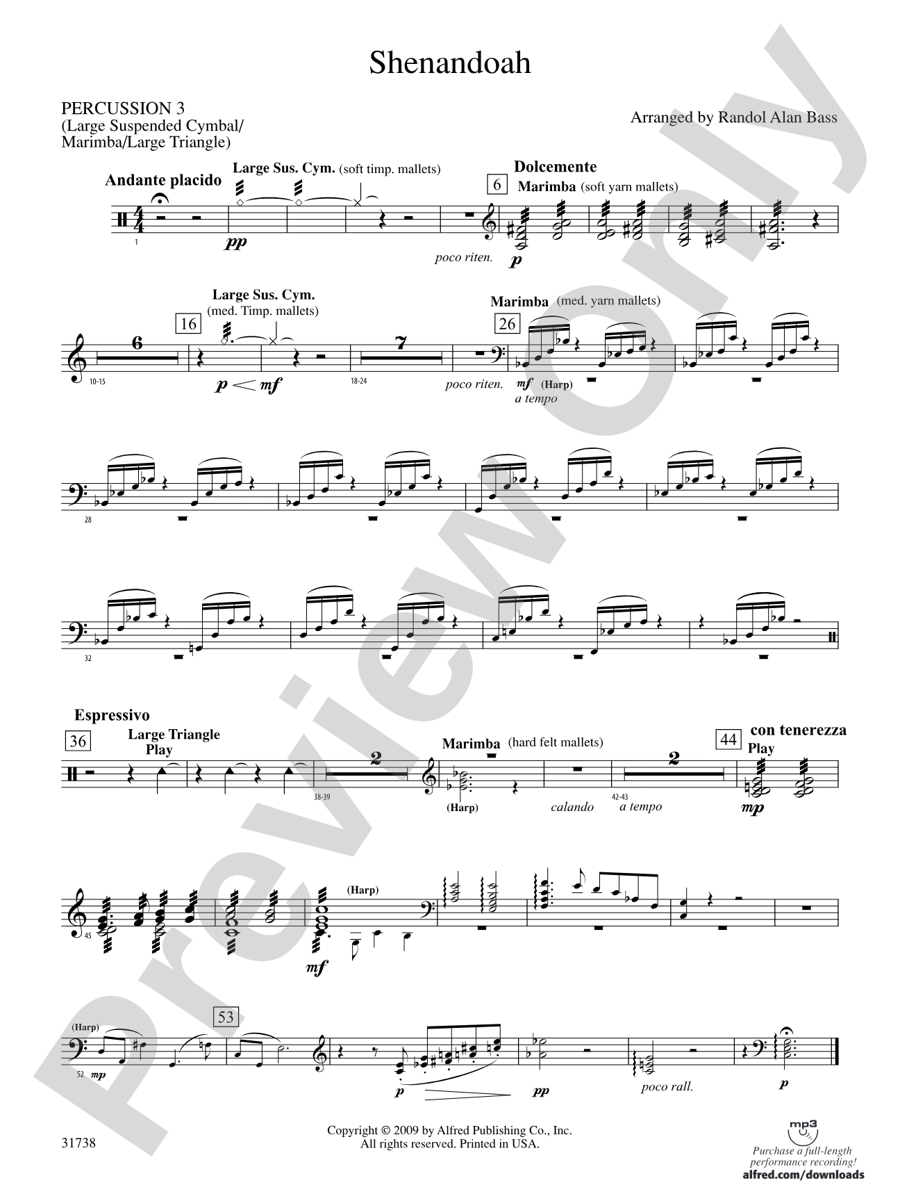 Shenandoah: 3rd Percussion