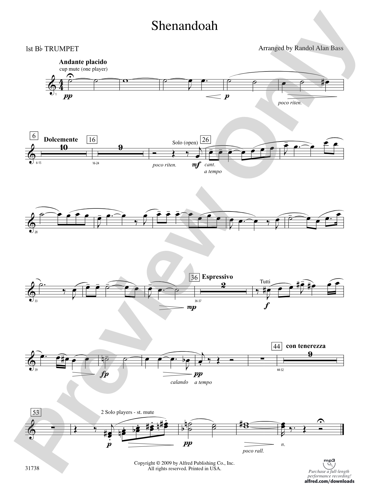 Shenandoah: 1st B-flat Trumpet