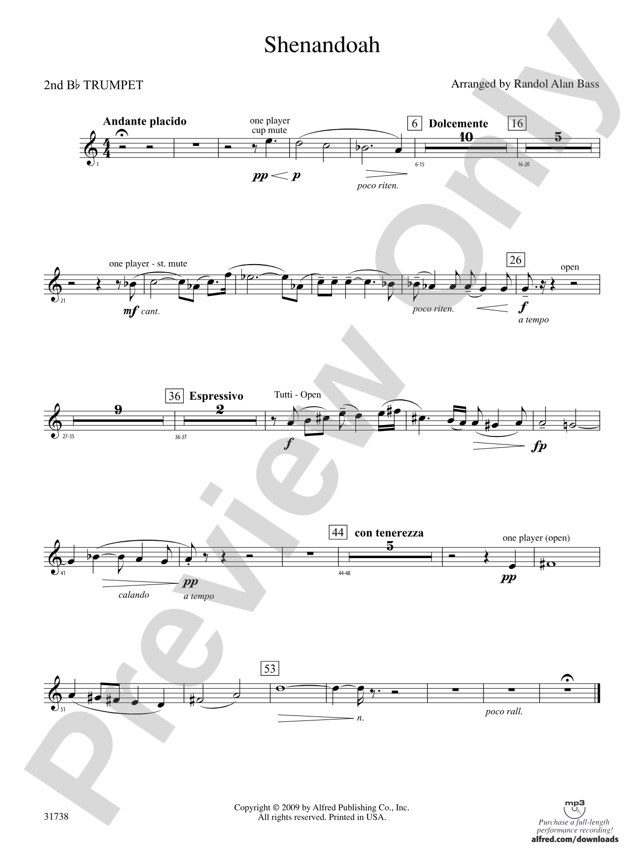 Shenandoah: 2nd B-flat Trumpet