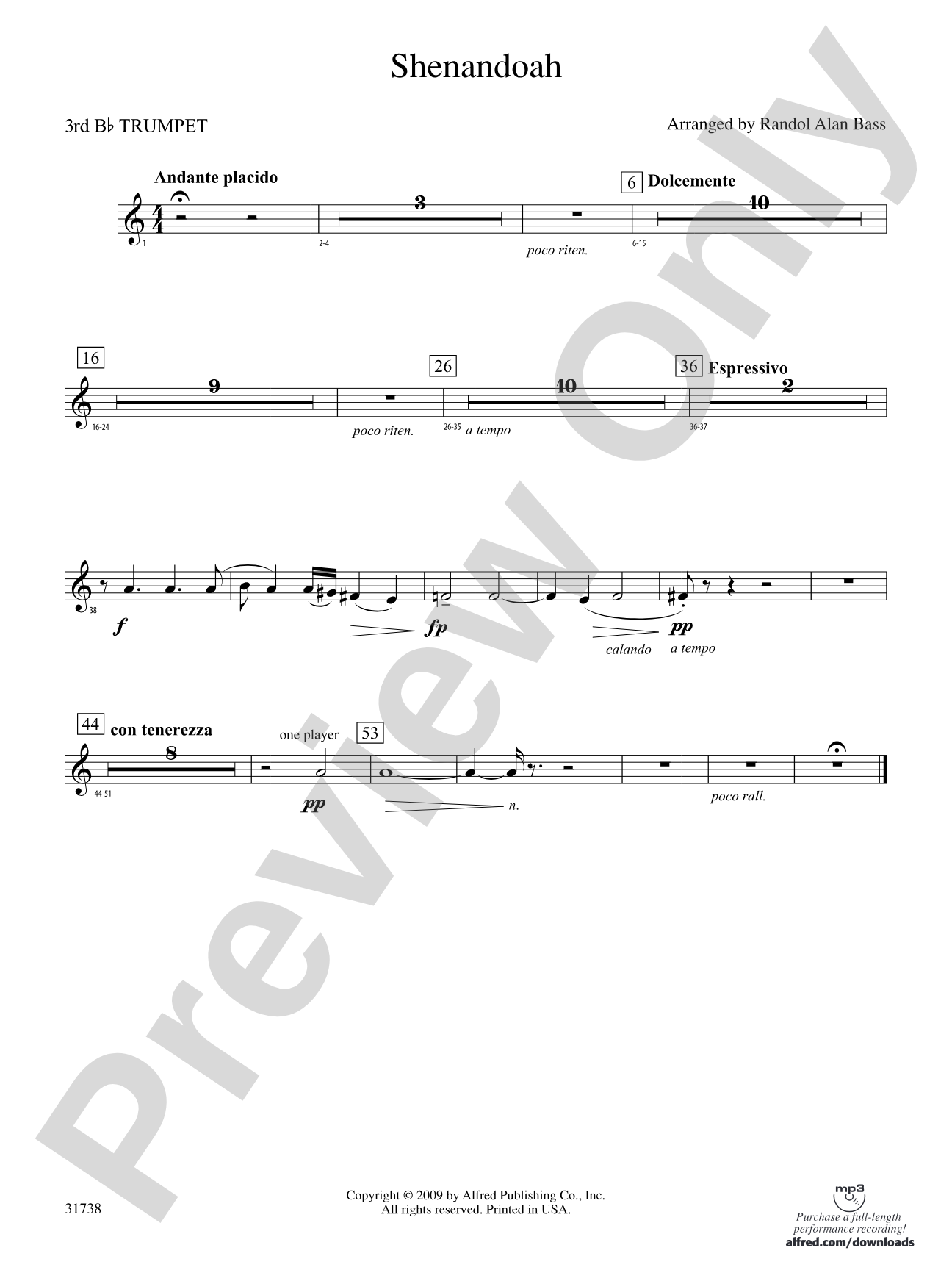 Shenandoah: 3rd B-flat Trumpet