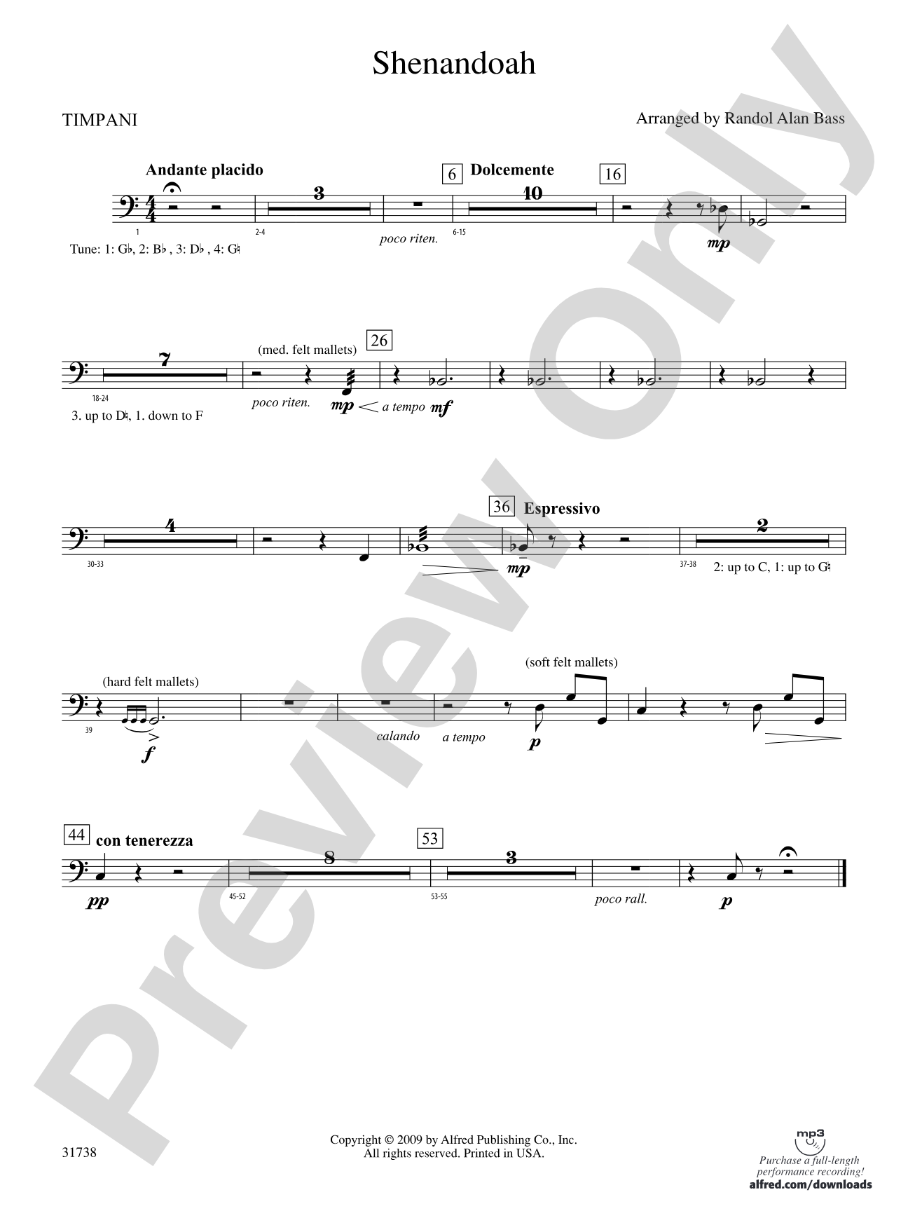 Shenandoah: Timpani