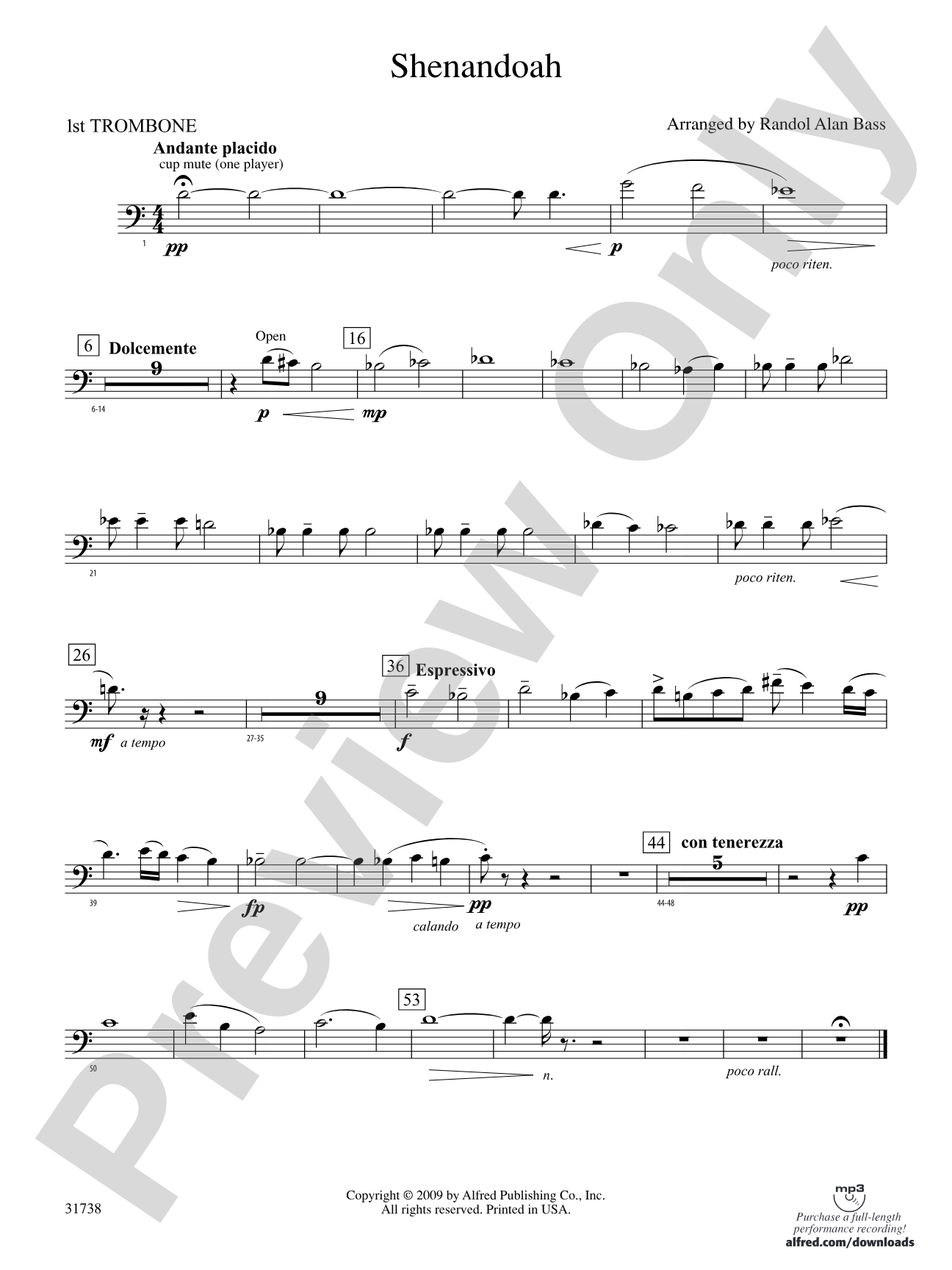Shenandoah: 1st Trombone