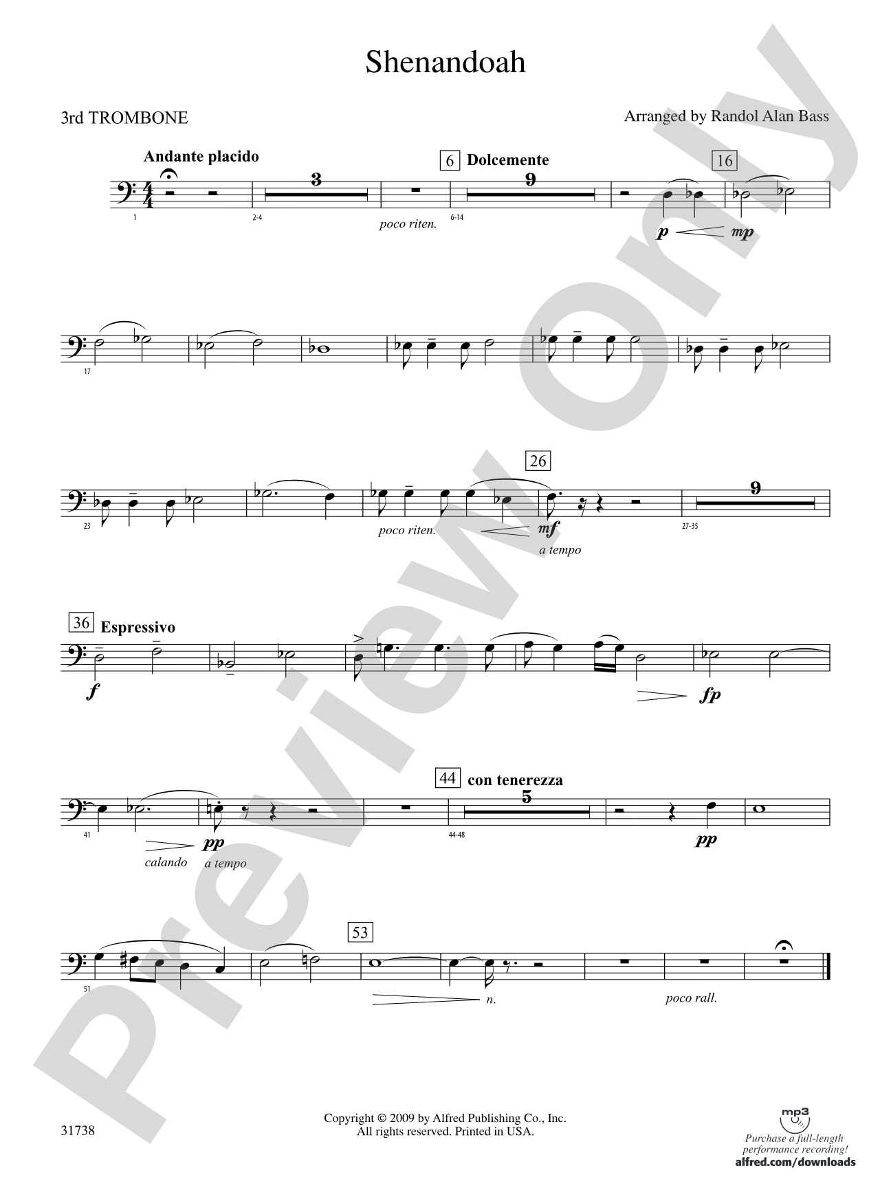 Shenandoah: 3rd Trombone