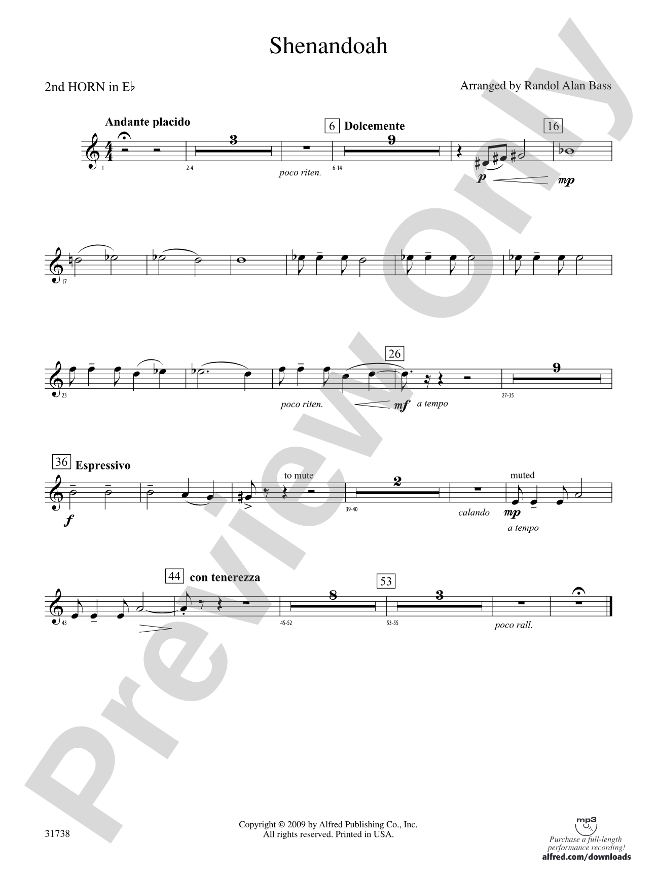 Shenandoah: (wp) 2nd Horn in E-flat