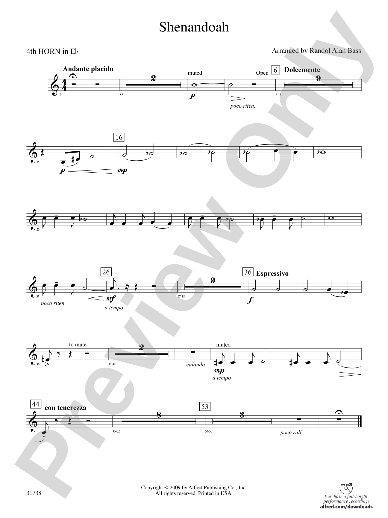 Shenandoah: (wp) 4th Horn in E-flat