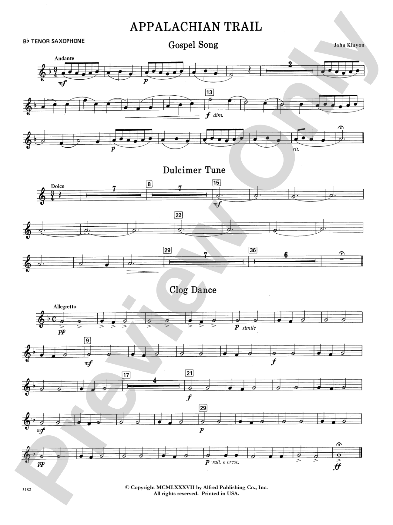 Appalachian Trail: B-flat Tenor Saxophone