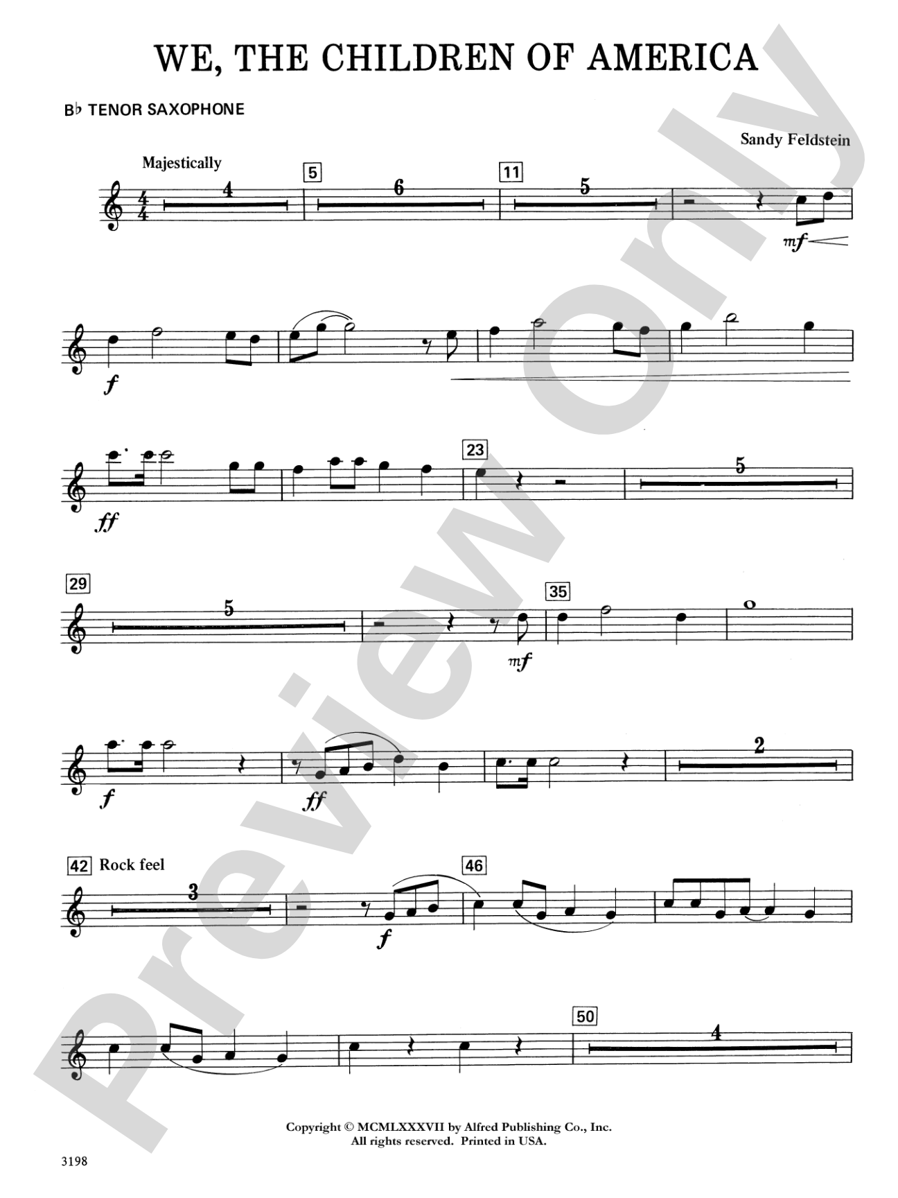 We, the Children of America: B-flat Tenor Saxophone