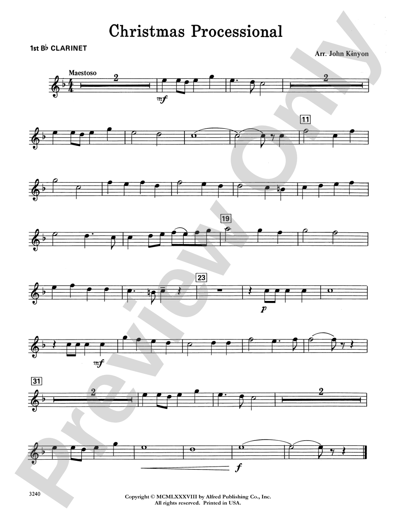 Christmas Processional: 1st B-flat Clarinet