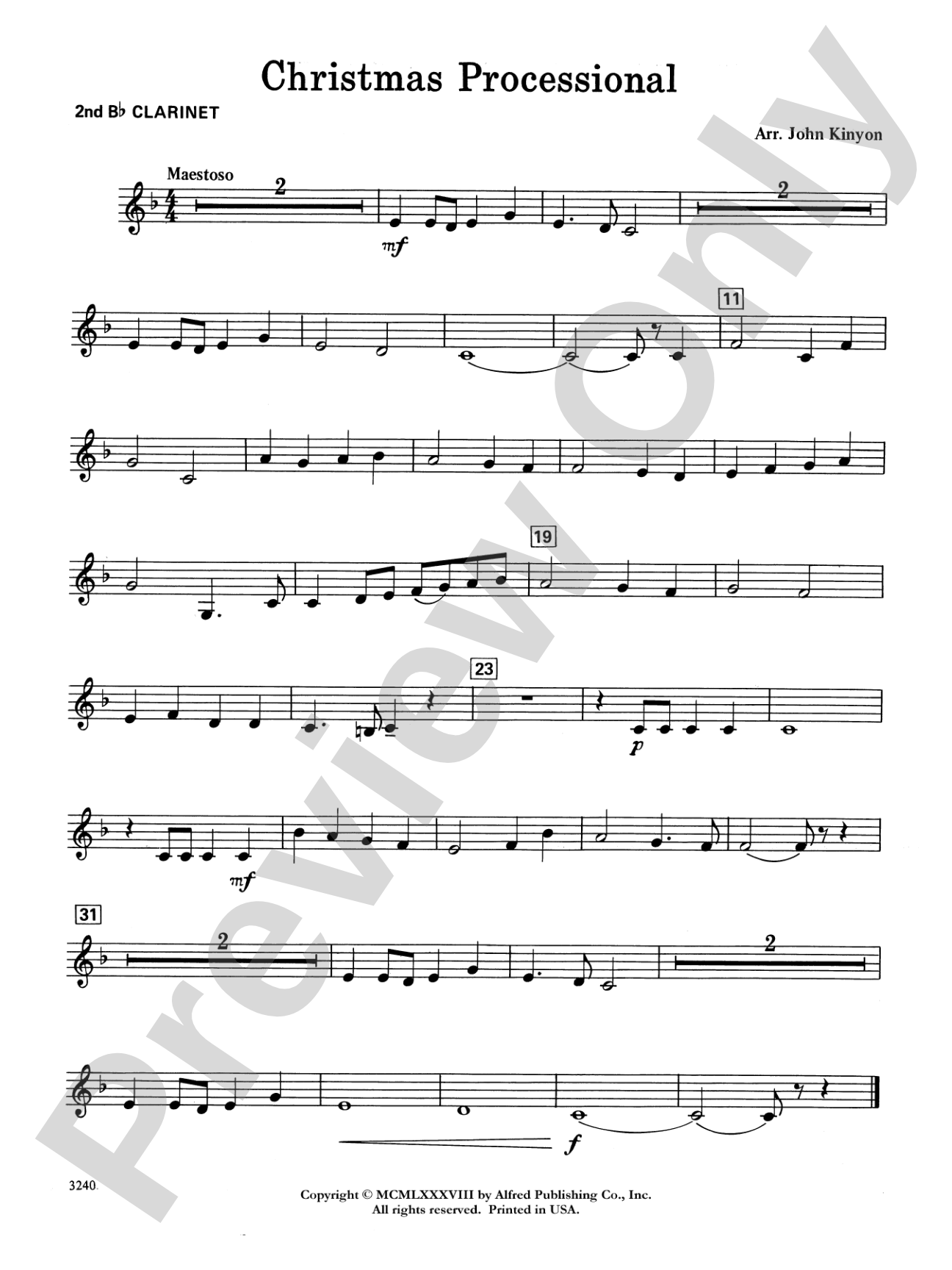 Christmas Processional: 2nd B-flat Clarinet