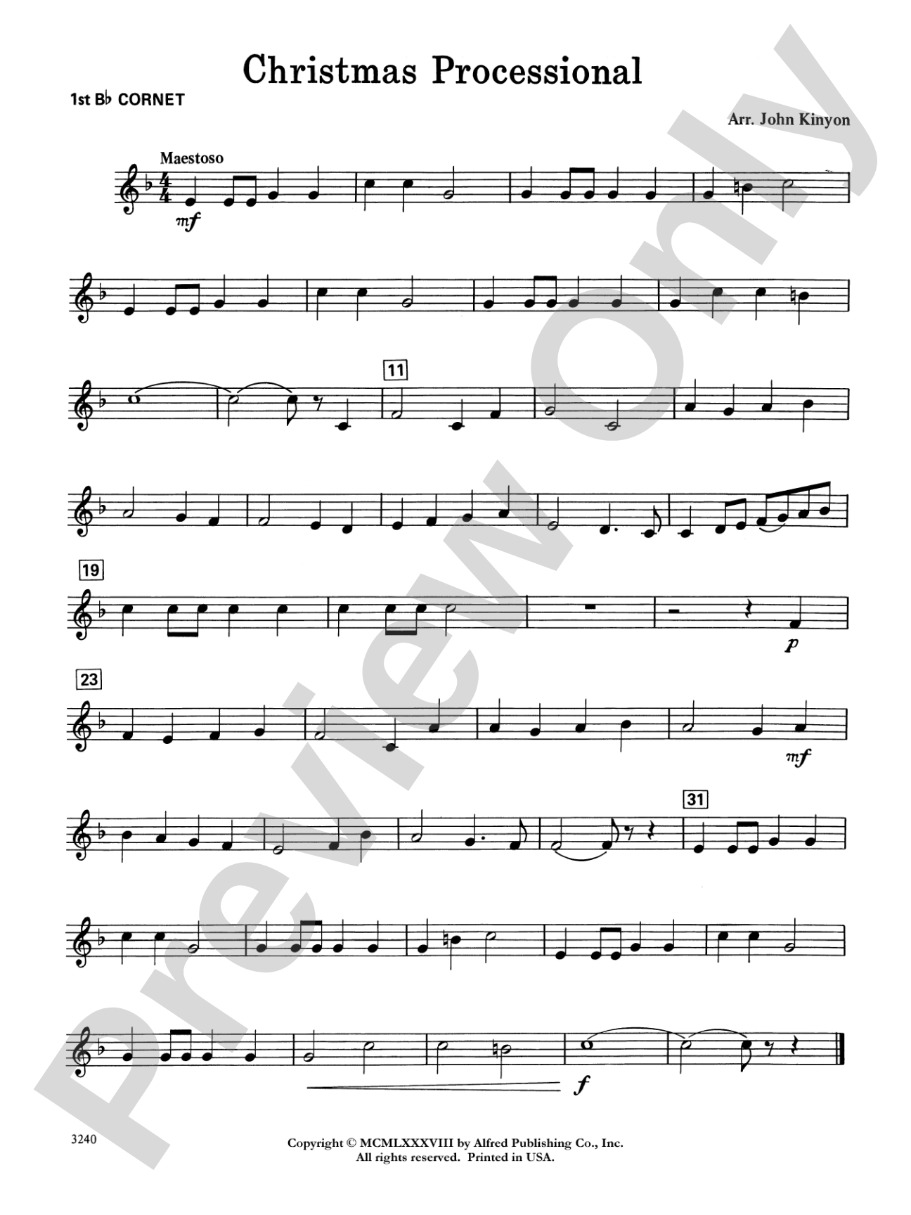 Christmas Processional: 1st B-flat Cornet