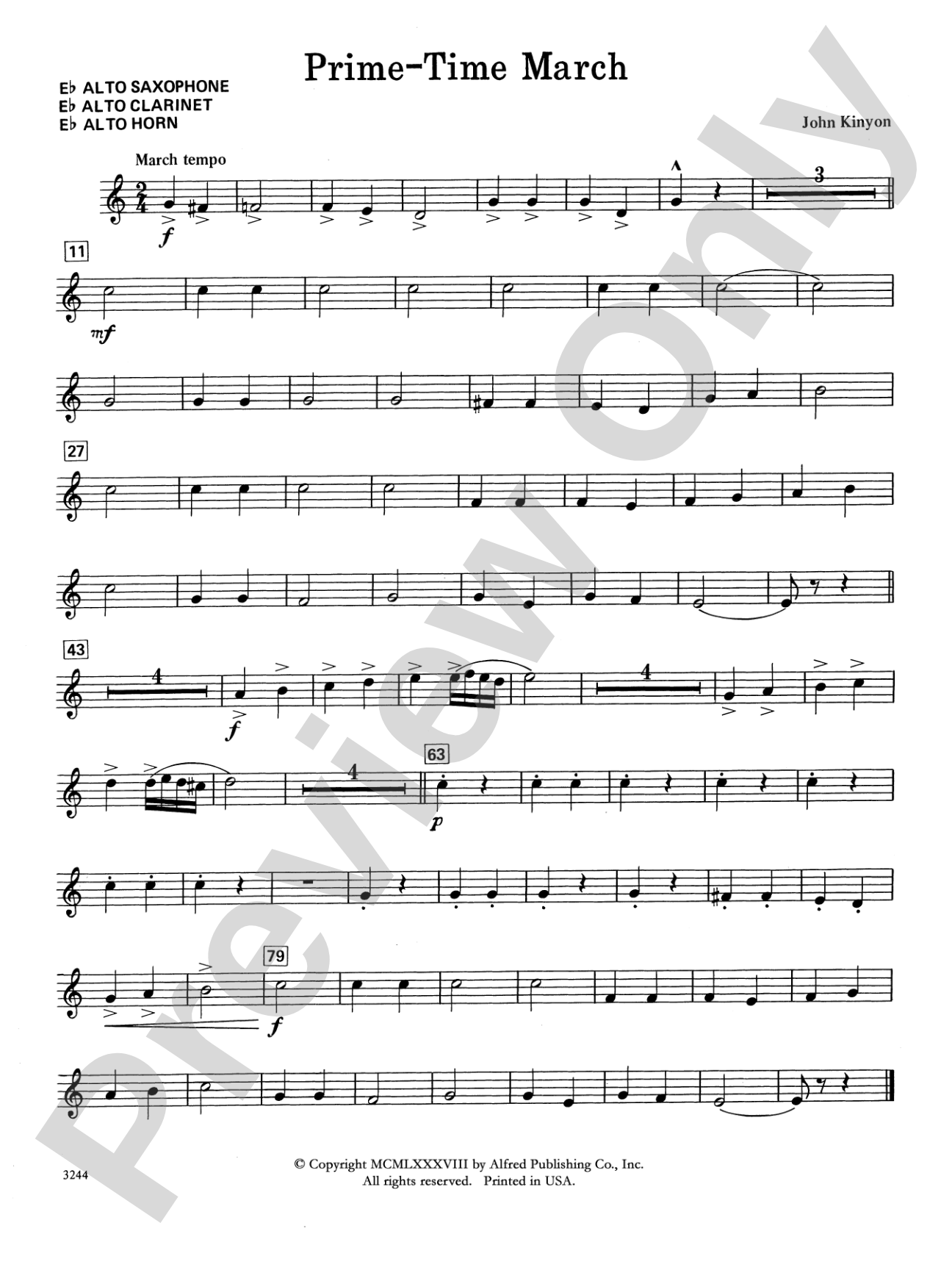 Prime-Time March: E-flat Alto Saxophone