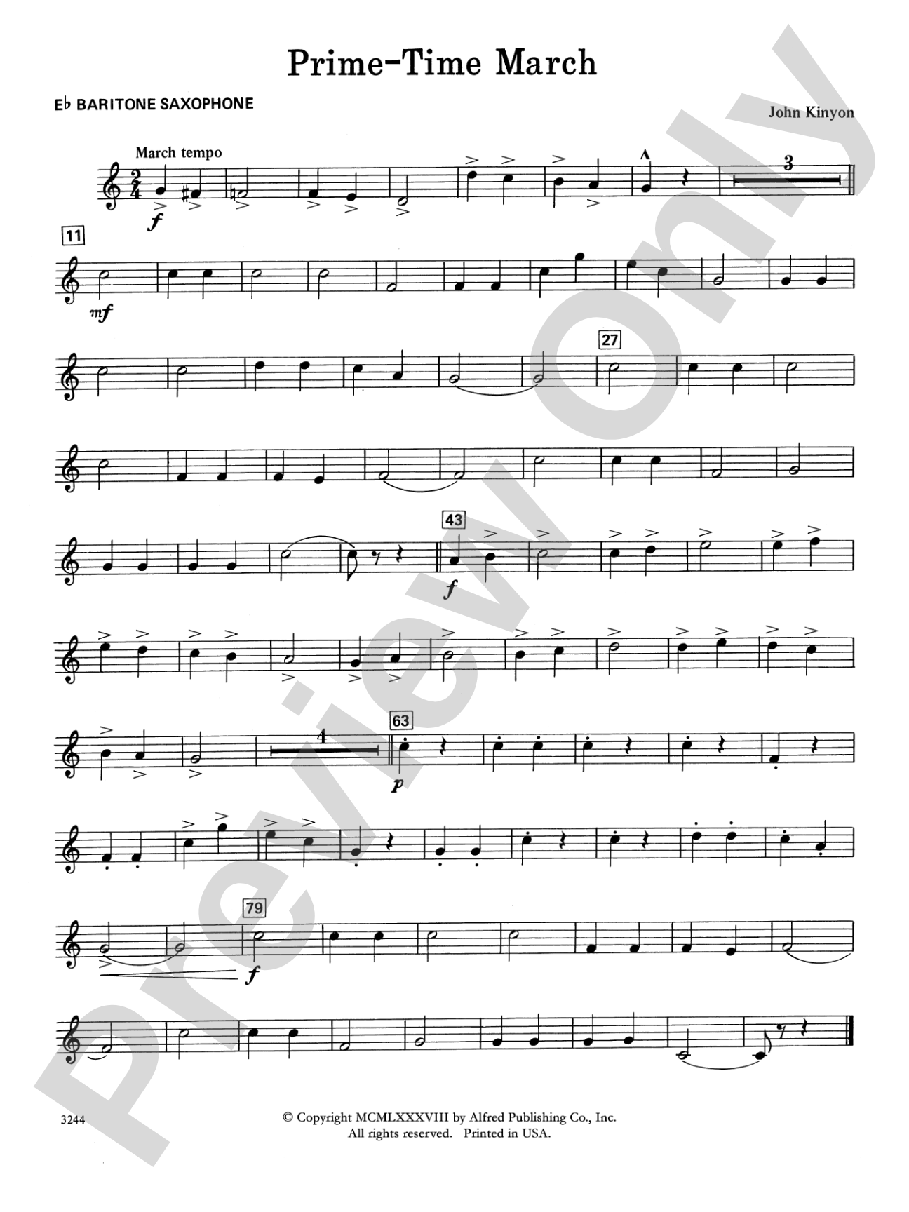 Prime-Time March: E-flat Baritone Saxophone