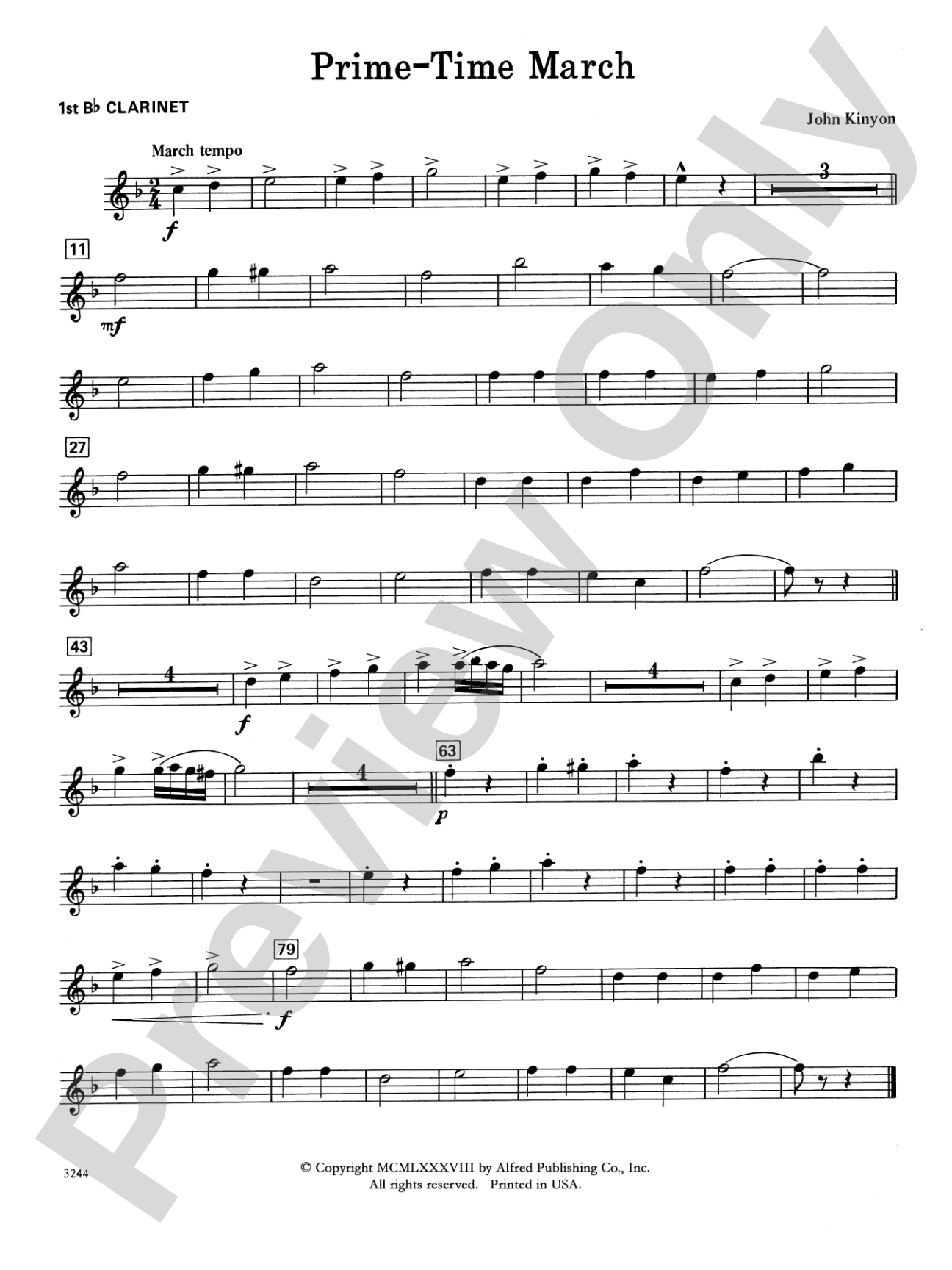 Prime-Time March: 1st B-flat Clarinet