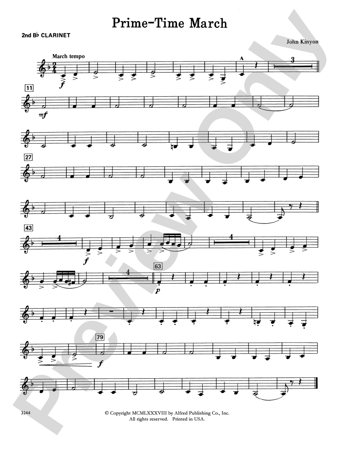 Prime-Time March: 2nd B-flat Clarinet