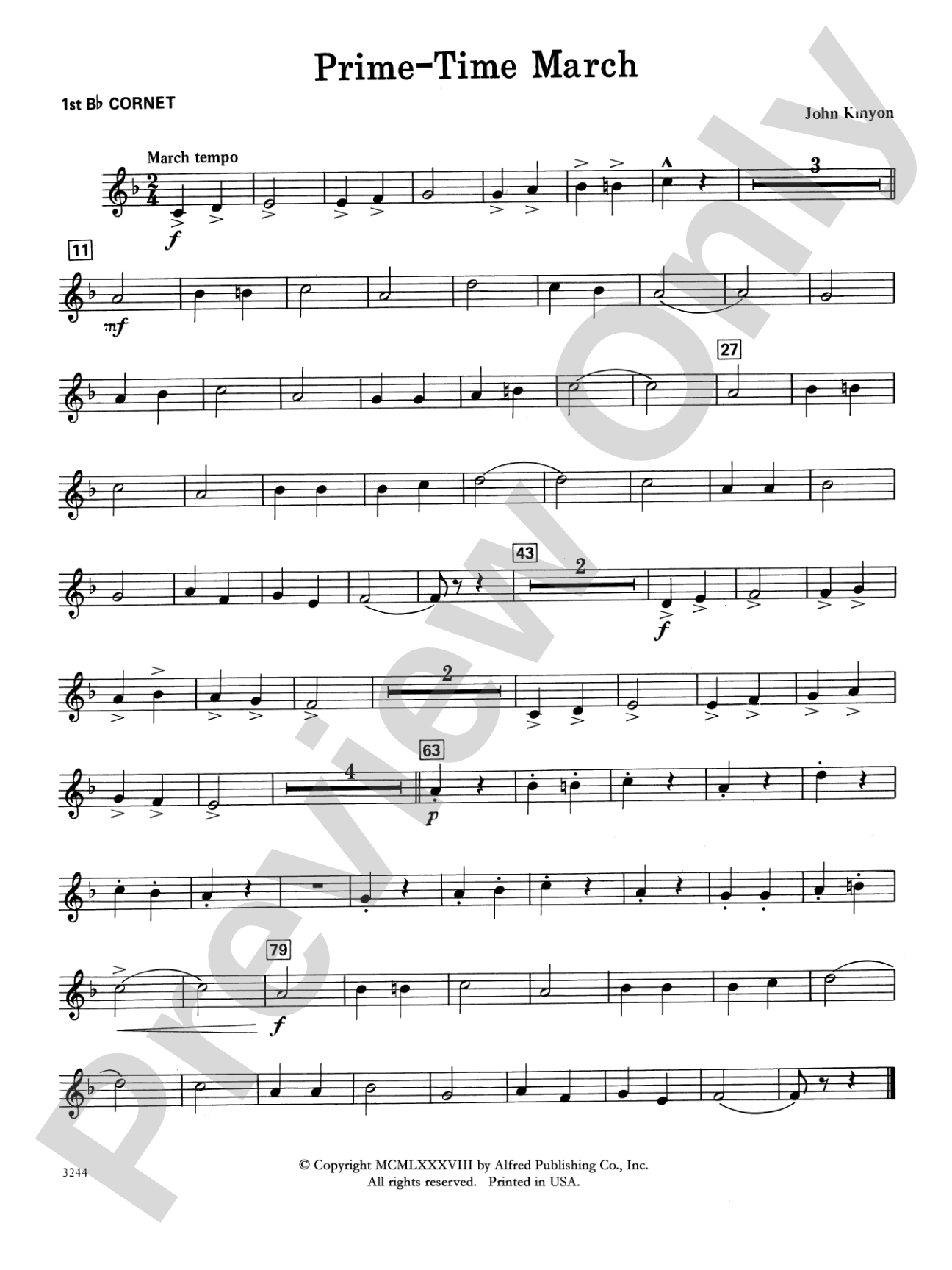 Prime-Time March: 1st B-flat Cornet