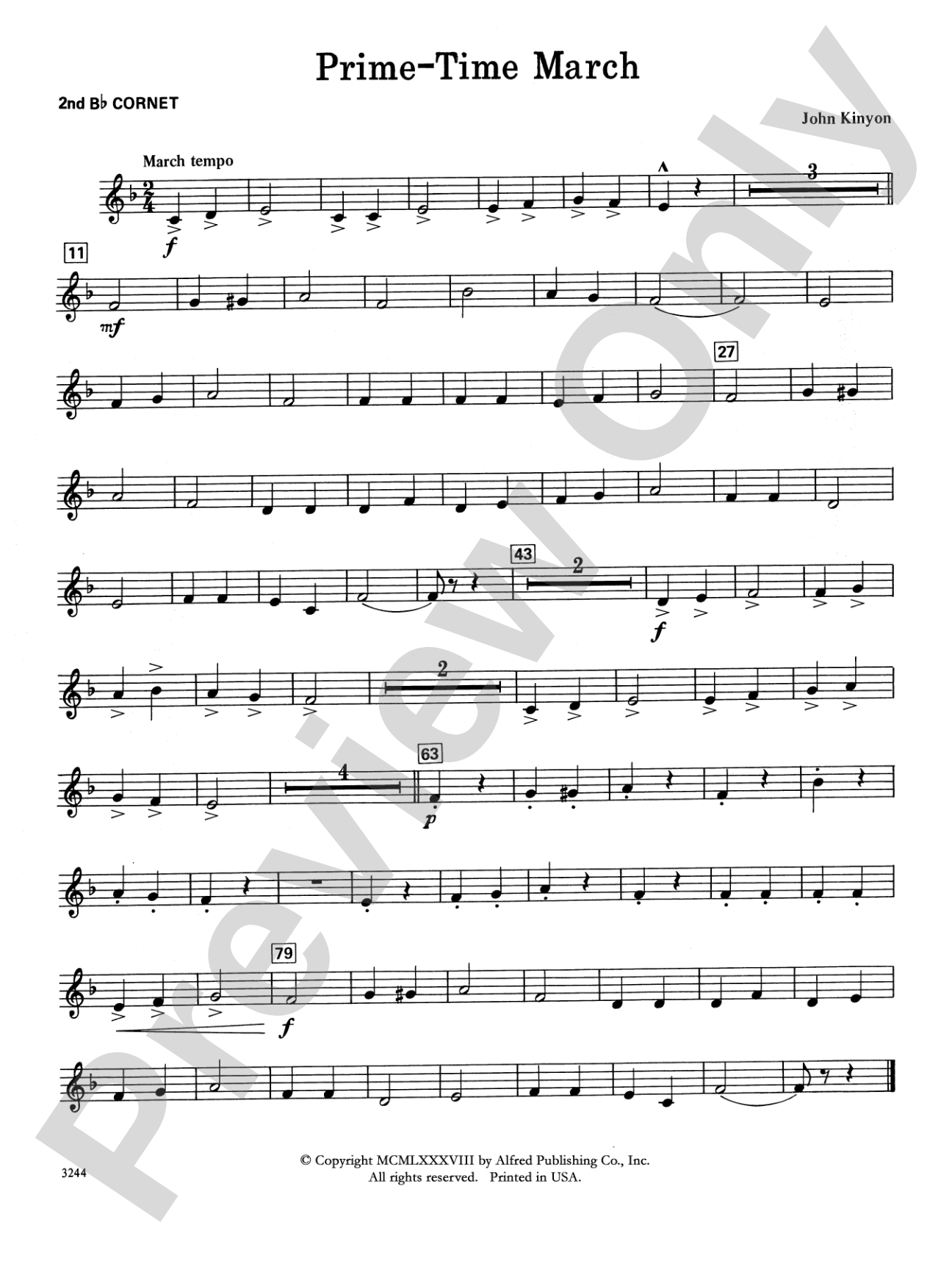 Prime-Time March: 2nd B-flat Cornet