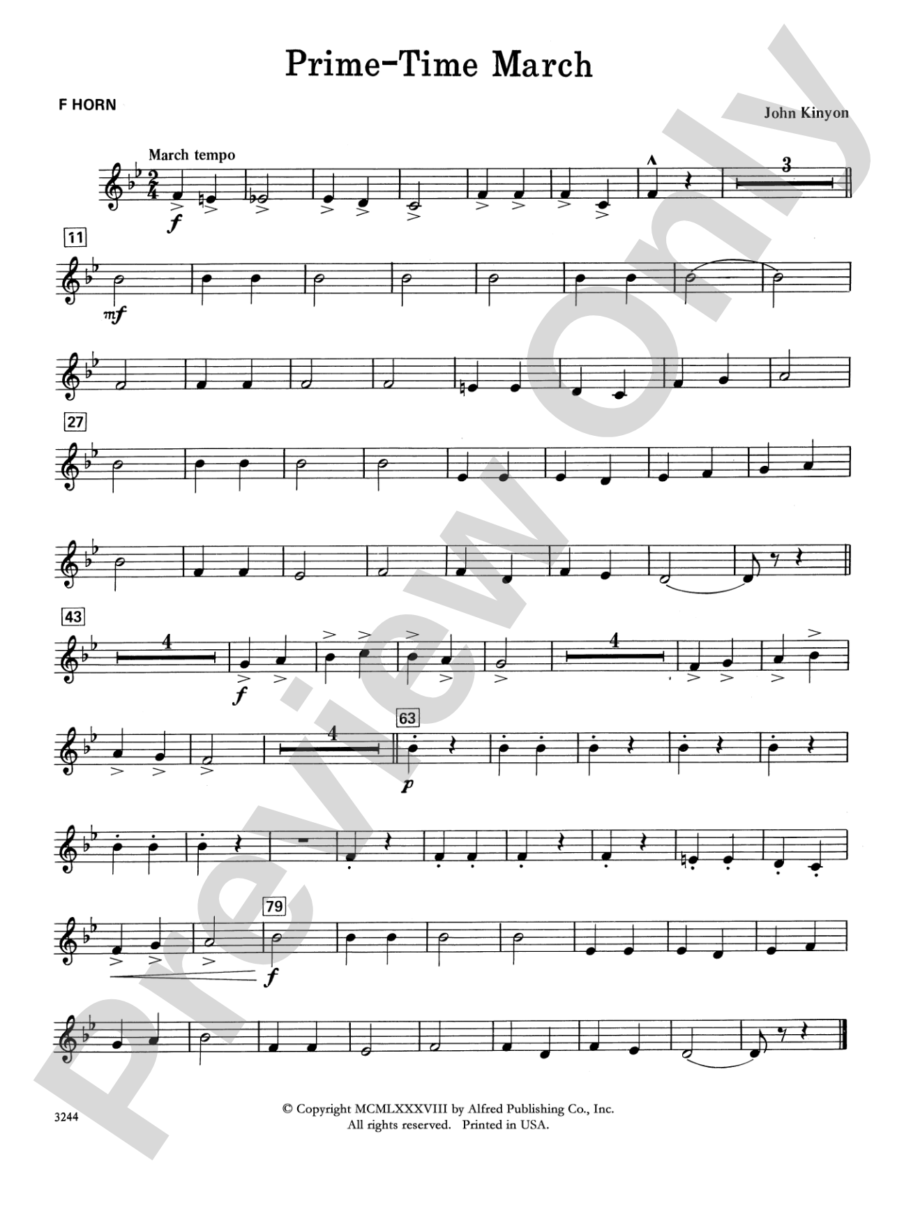 Prime-Time March: 1st F Horn