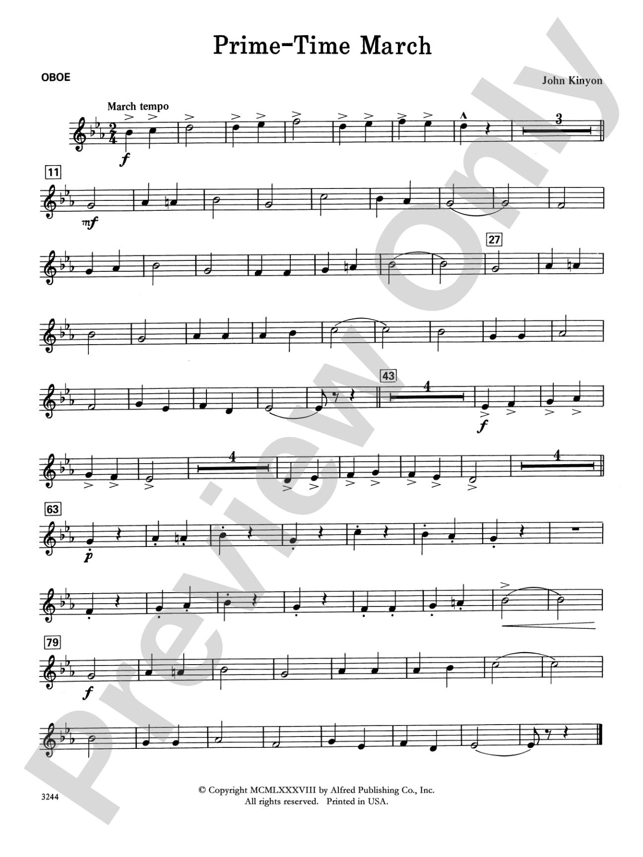 Prime-Time March: Oboe