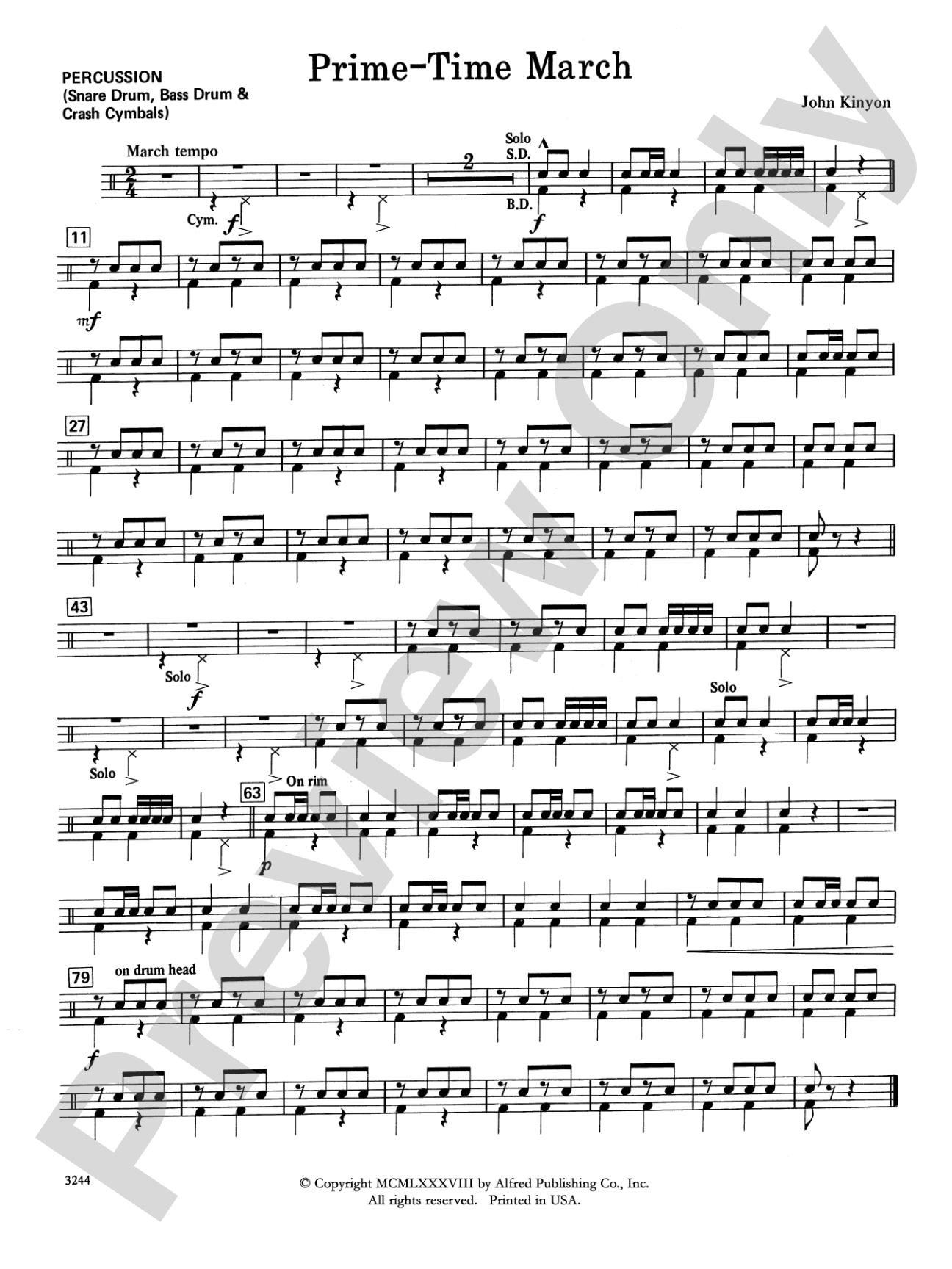 Prime-Time March: 1st Percussion