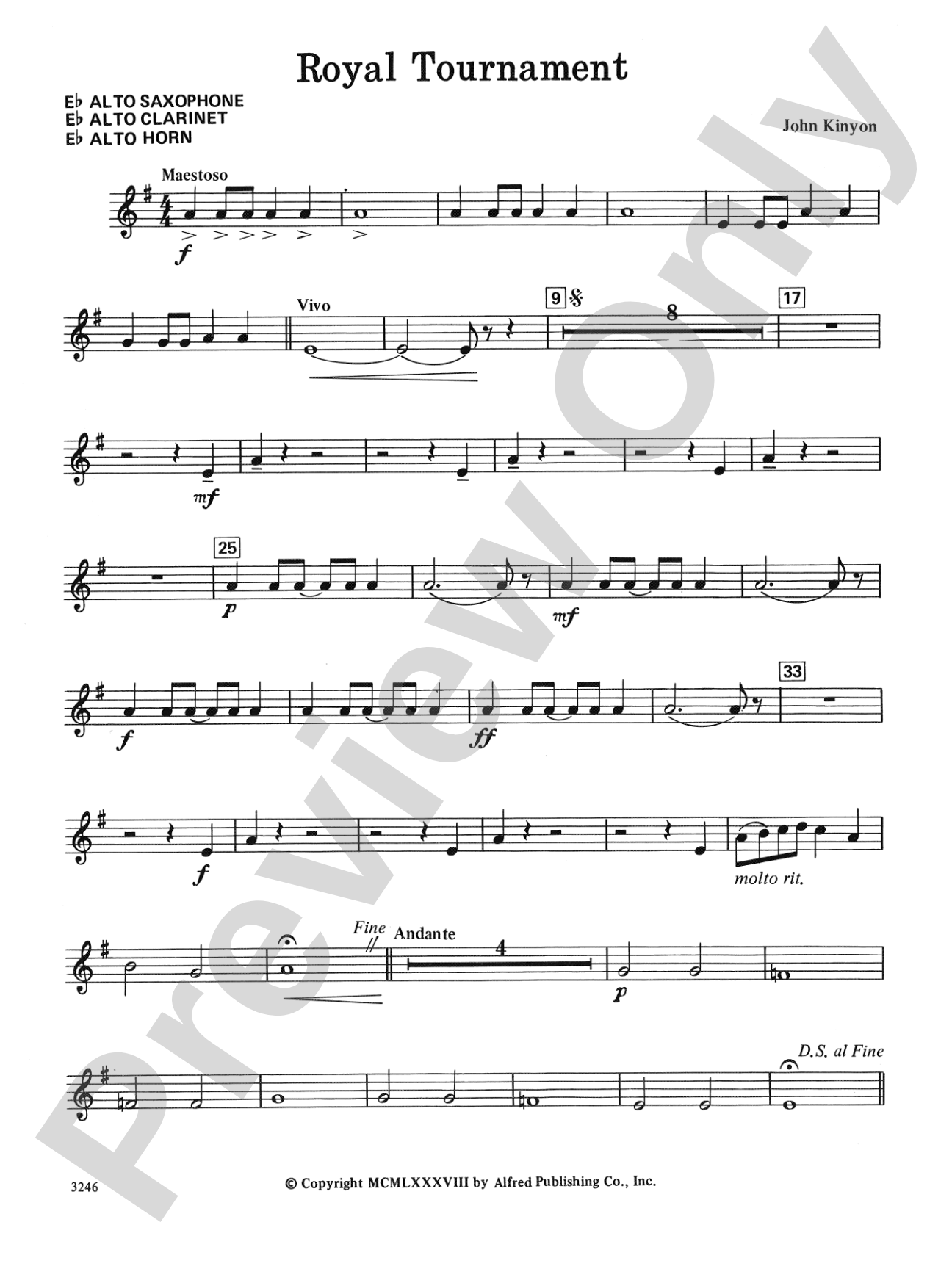 Royal Tournament: E-flat Alto Saxophone