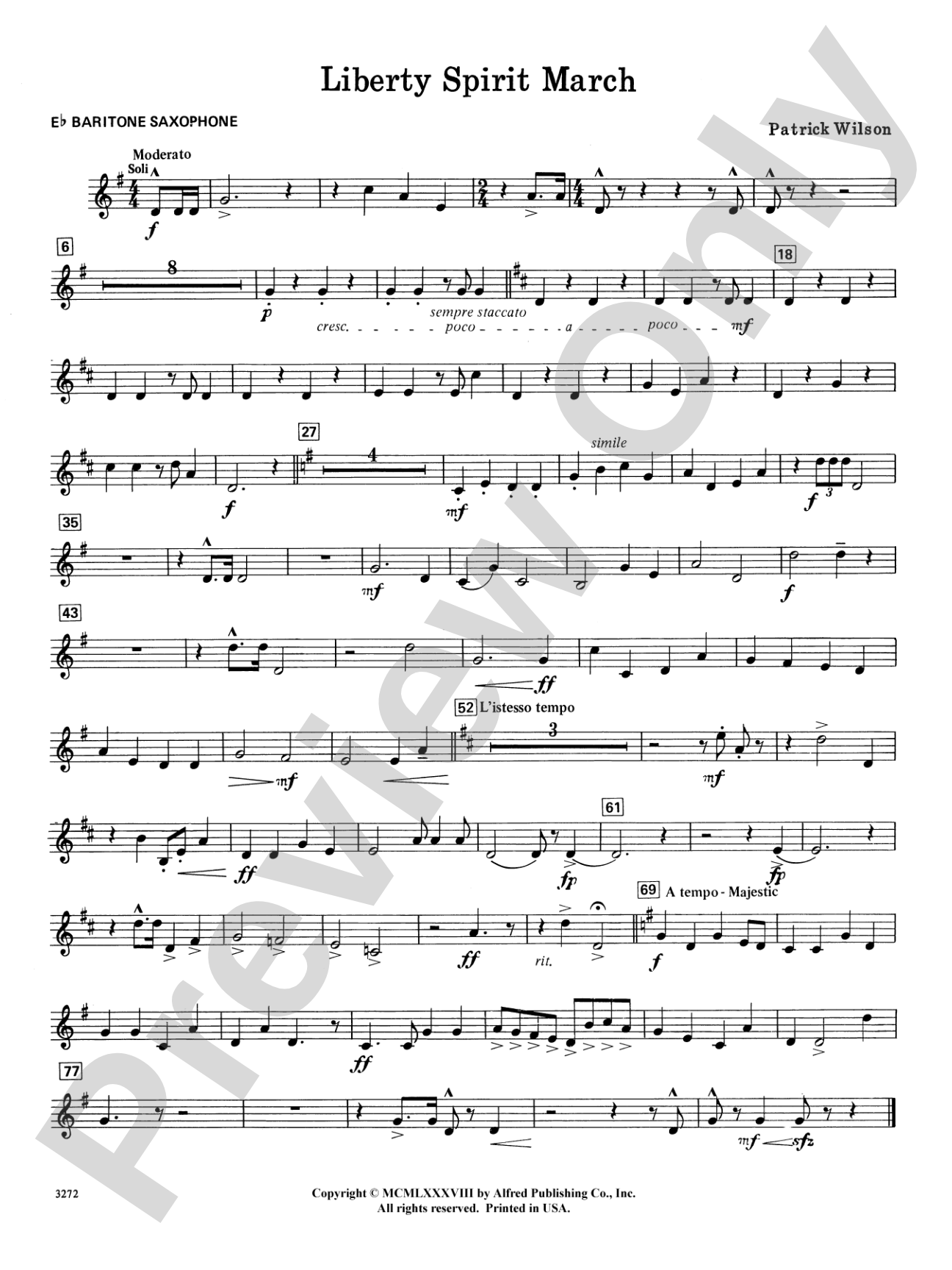 Liberty Spirit March: E-flat Baritone Saxophone