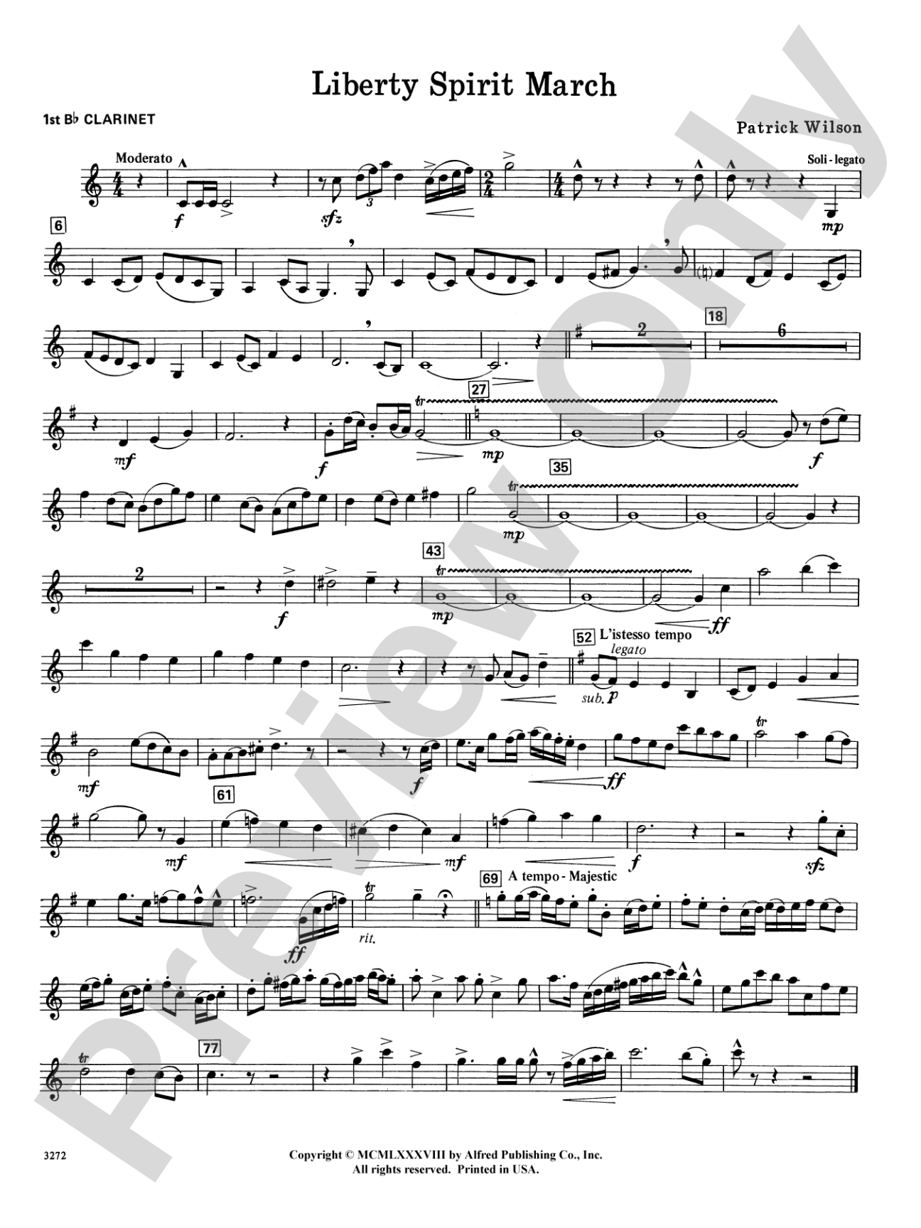 Liberty Spirit March: 1st B-flat Clarinet