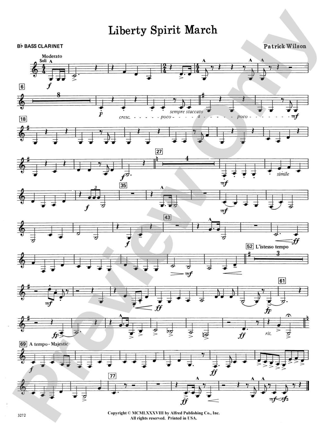 Liberty Spirit March: B-flat Bass Clarinet