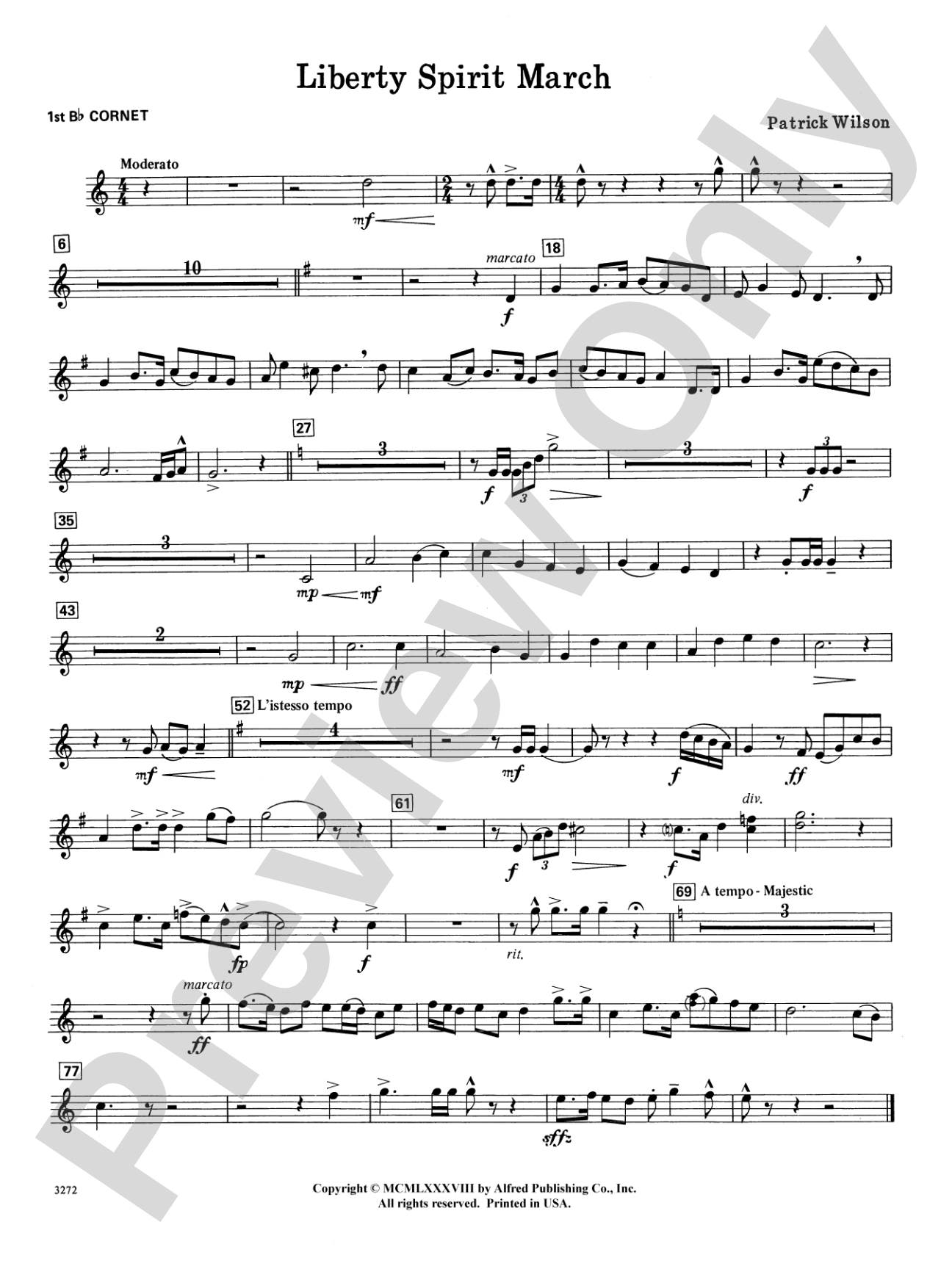 Liberty Spirit March: 1st B-flat Cornet