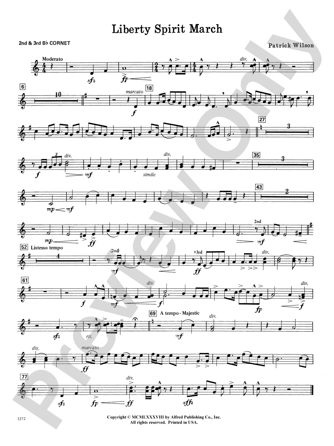 Liberty Spirit March: 2nd B-flat Cornet