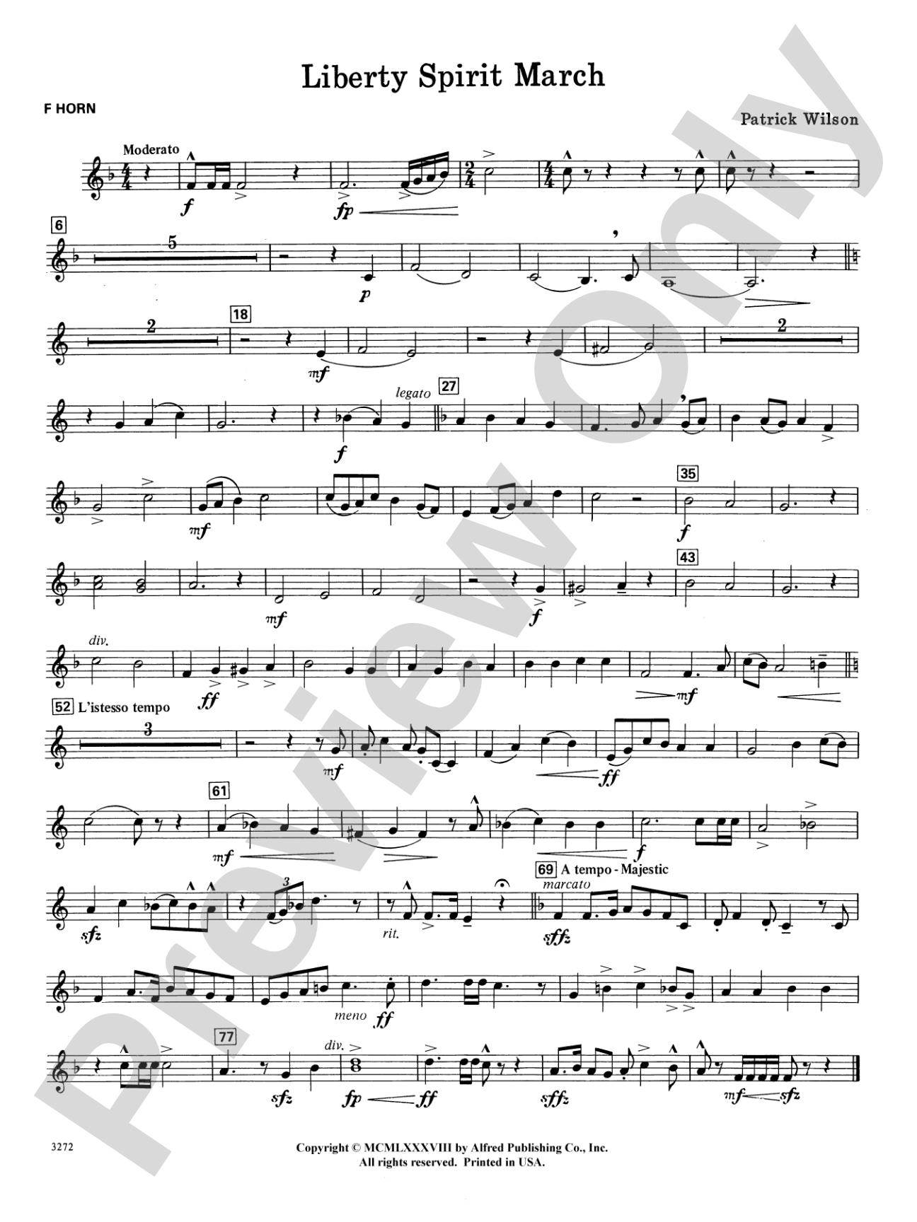 Liberty Spirit March: 1st F Horn