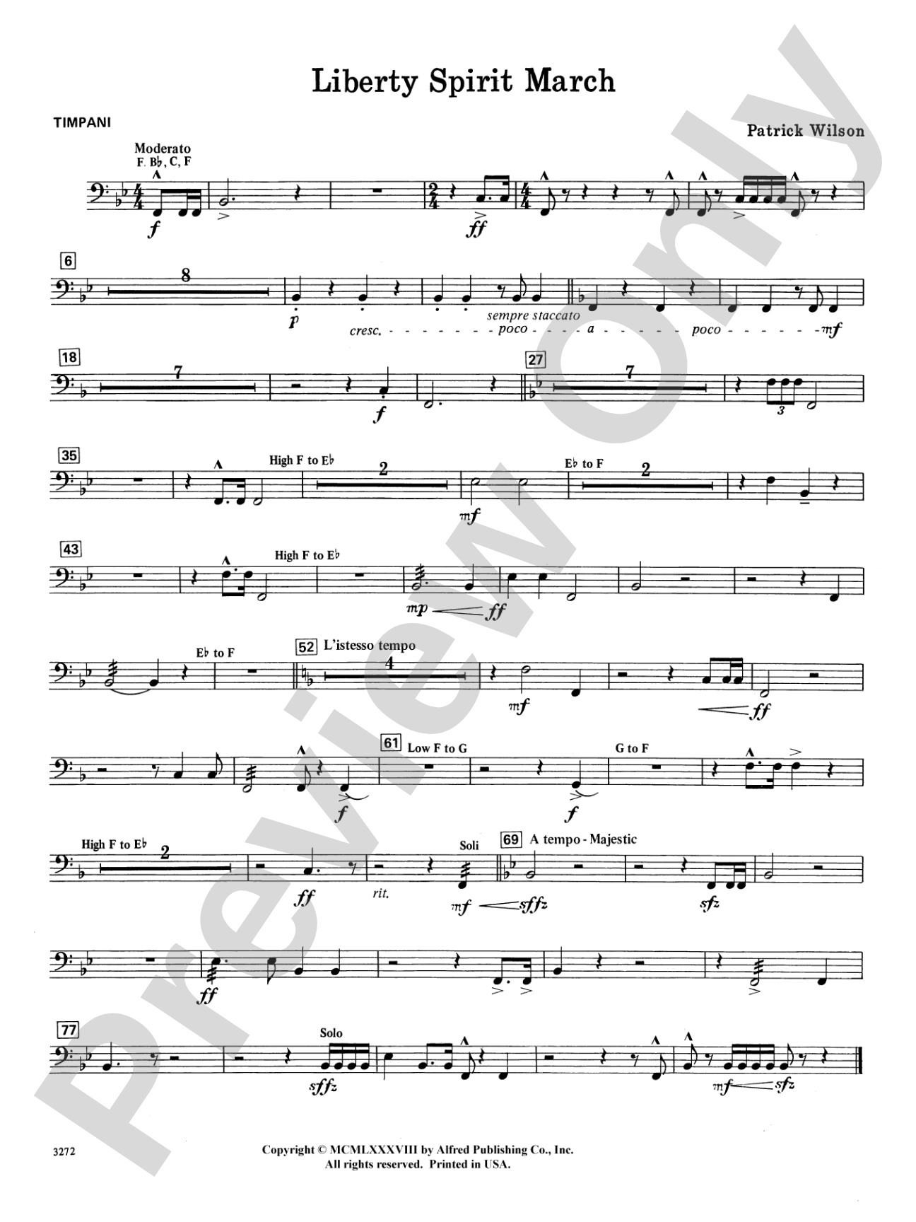 Liberty Spirit March: Timpani