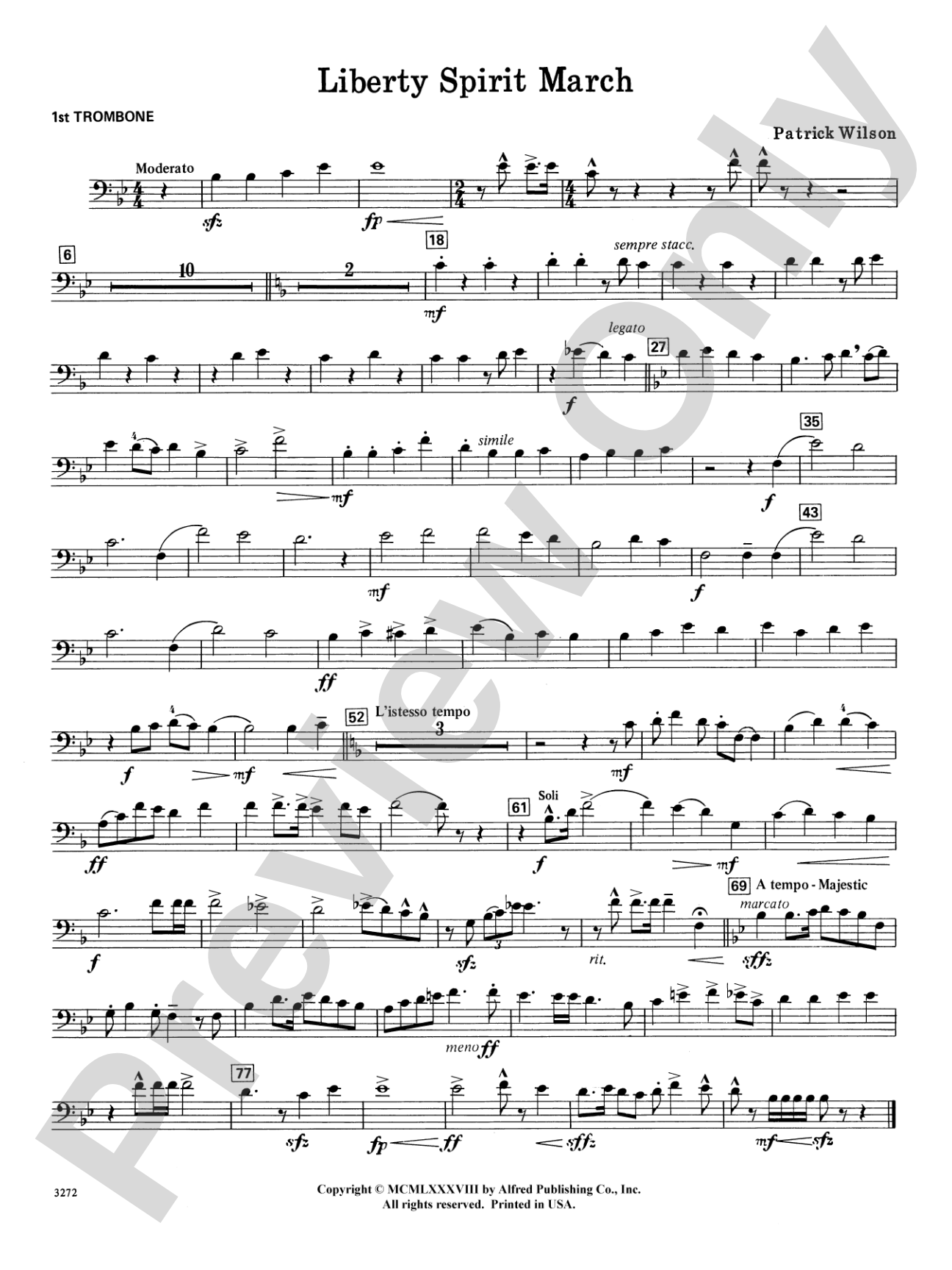 Liberty Spirit March: 1st Trombone