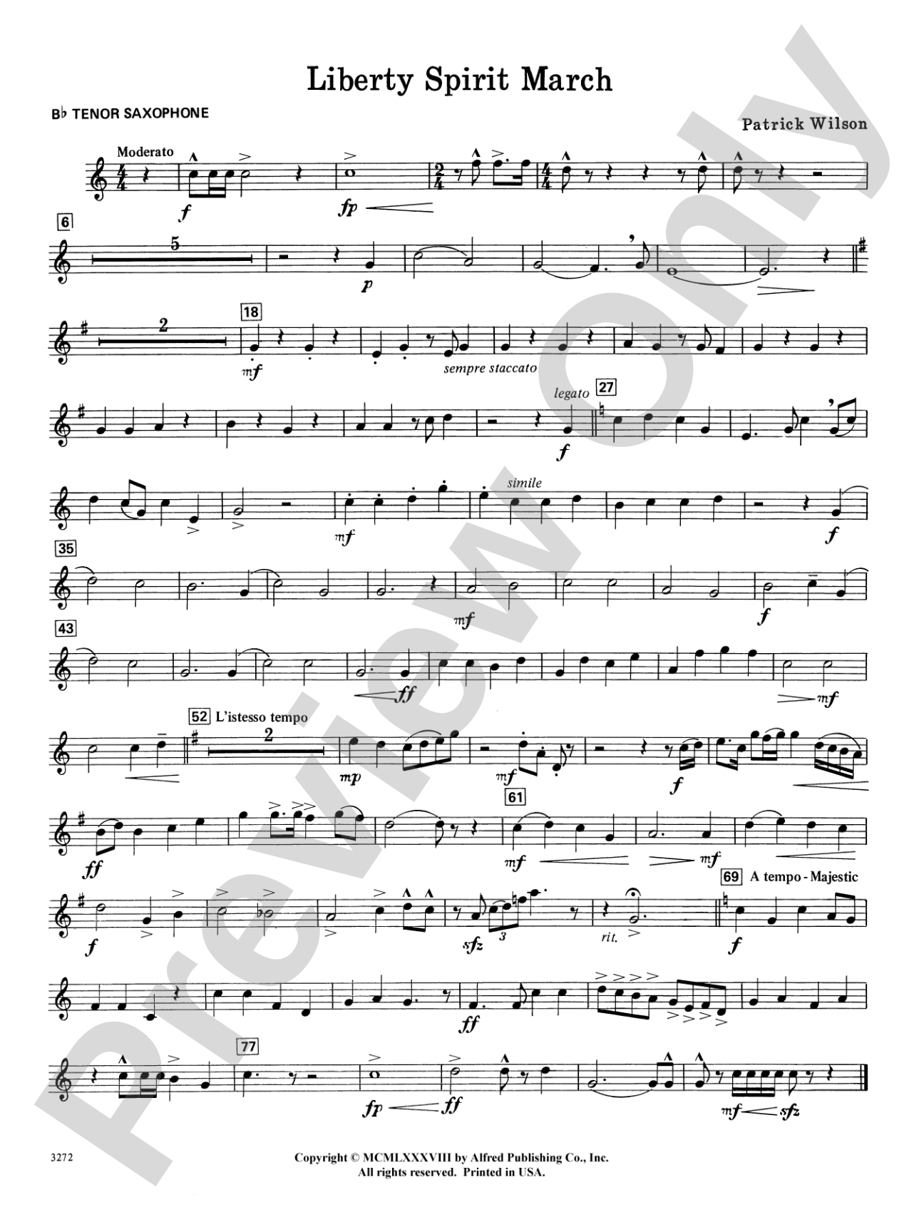 Liberty Spirit March: B-flat Tenor Saxophone