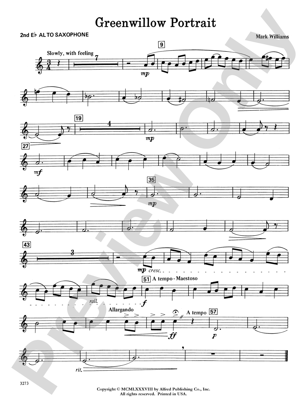 Greenwillow Portrait: 2nd E-flat Alto Saxophone