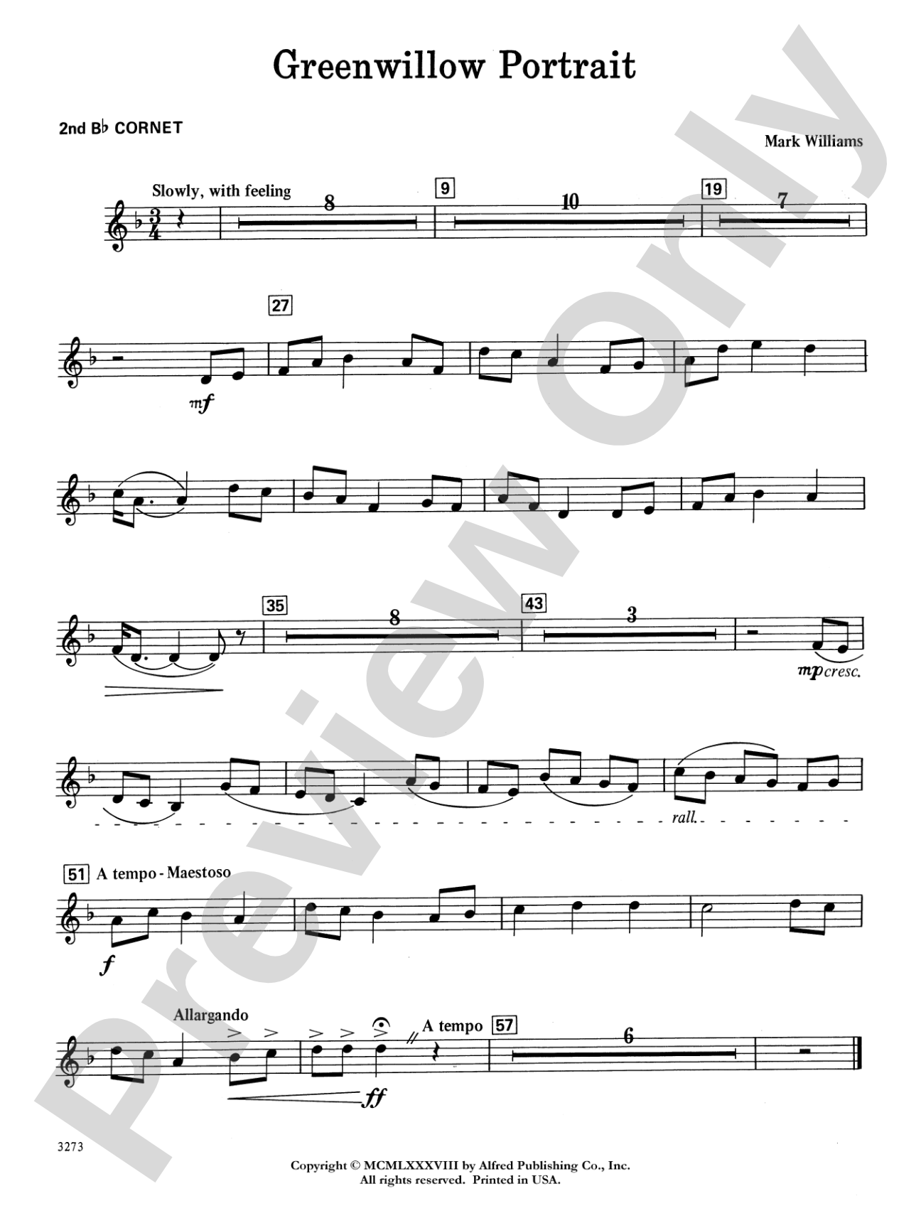 Greenwillow Portrait: 2nd B-flat Cornet