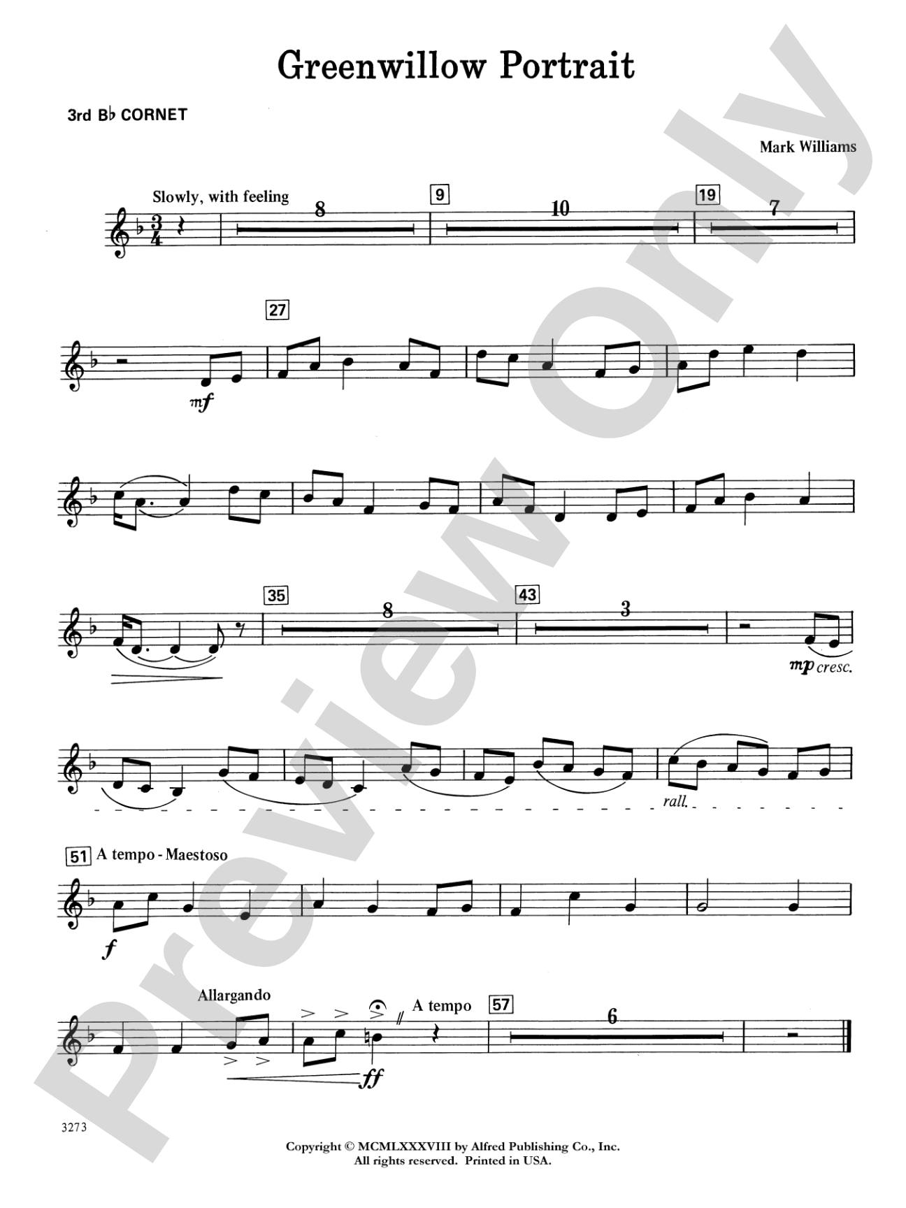 Greenwillow Portrait: 3rd B-flat Cornet