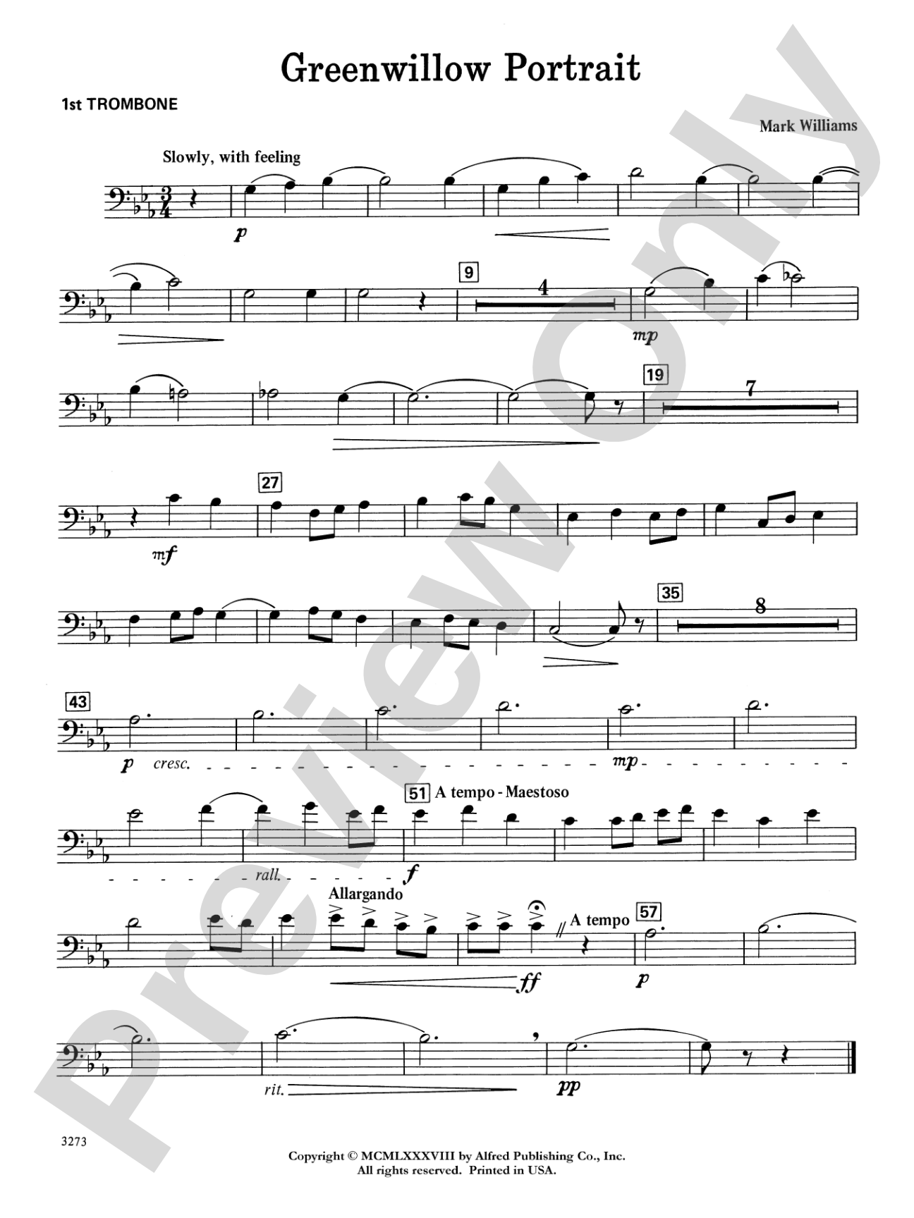 Greenwillow Portrait: 1st Trombone