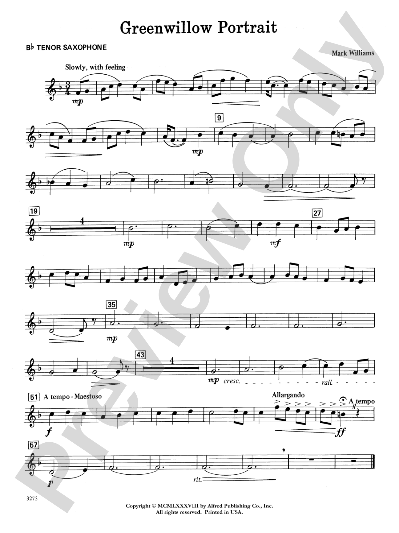Greenwillow Portrait: B-flat Tenor Saxophone