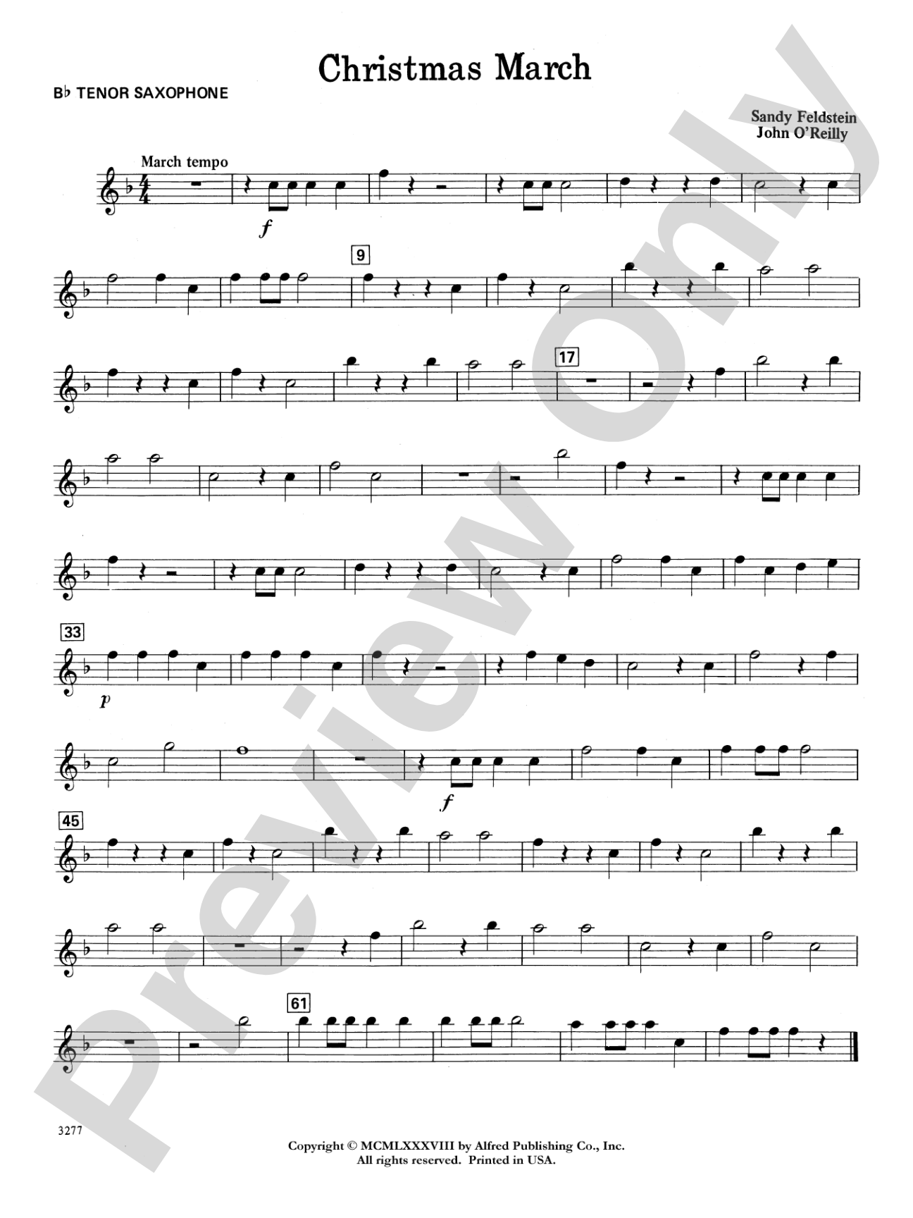 Christmas March: B-flat Tenor Saxophone
