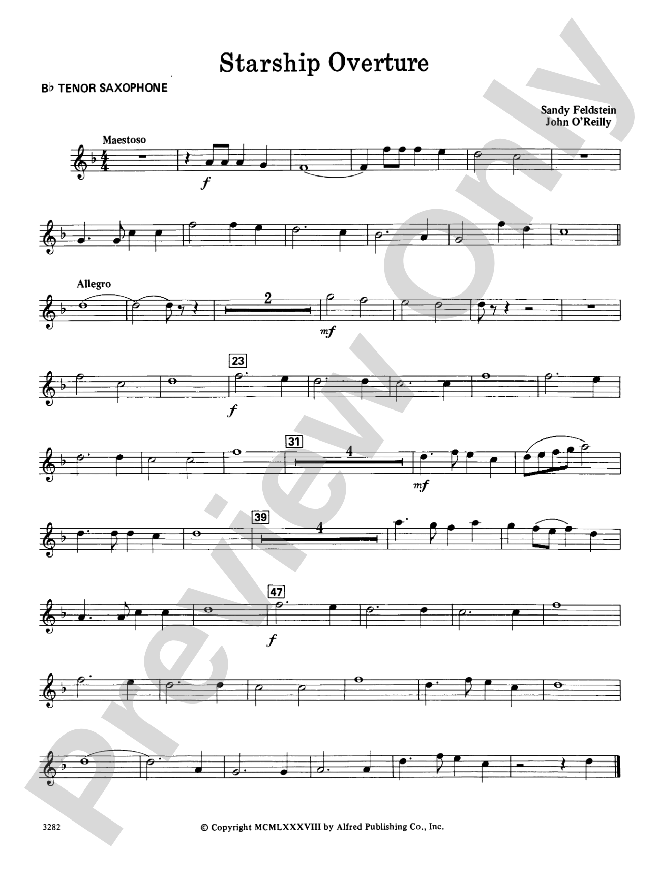 Starship Overture: B-flat Tenor Saxophone