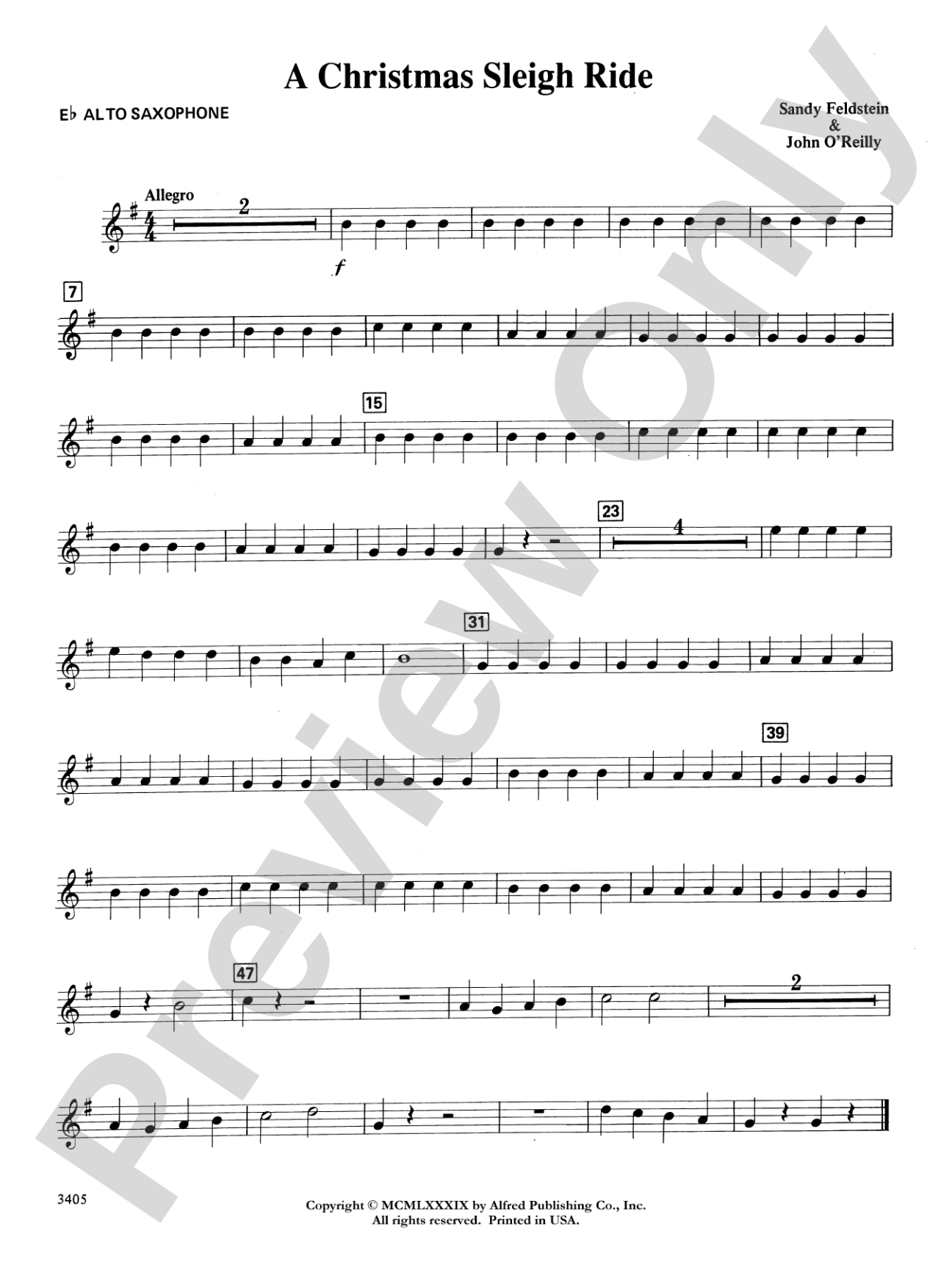A Christmas Sleigh Ride: E-flat Alto Saxophone
