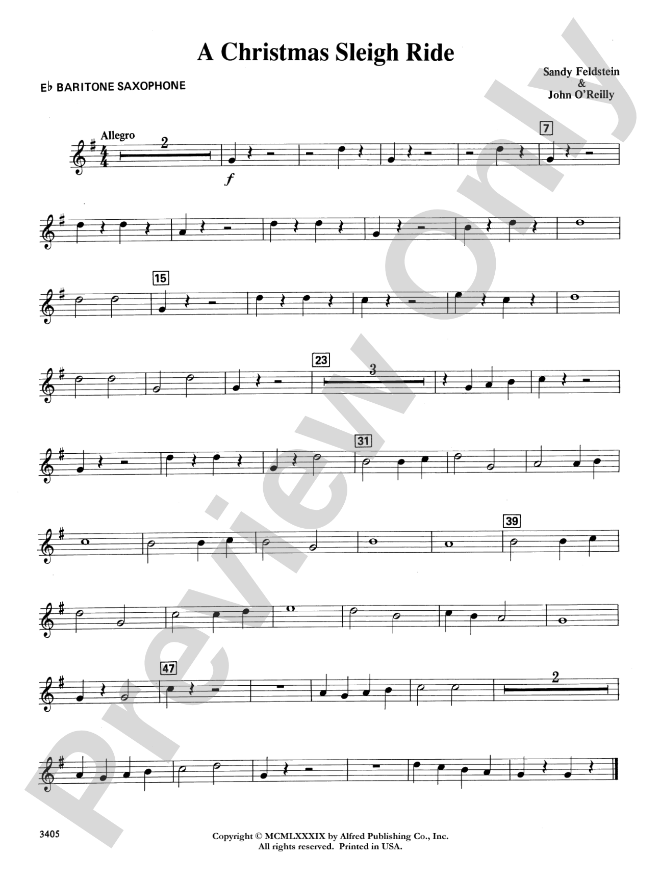 A Christmas Sleigh Ride: E-flat Baritone Saxophone