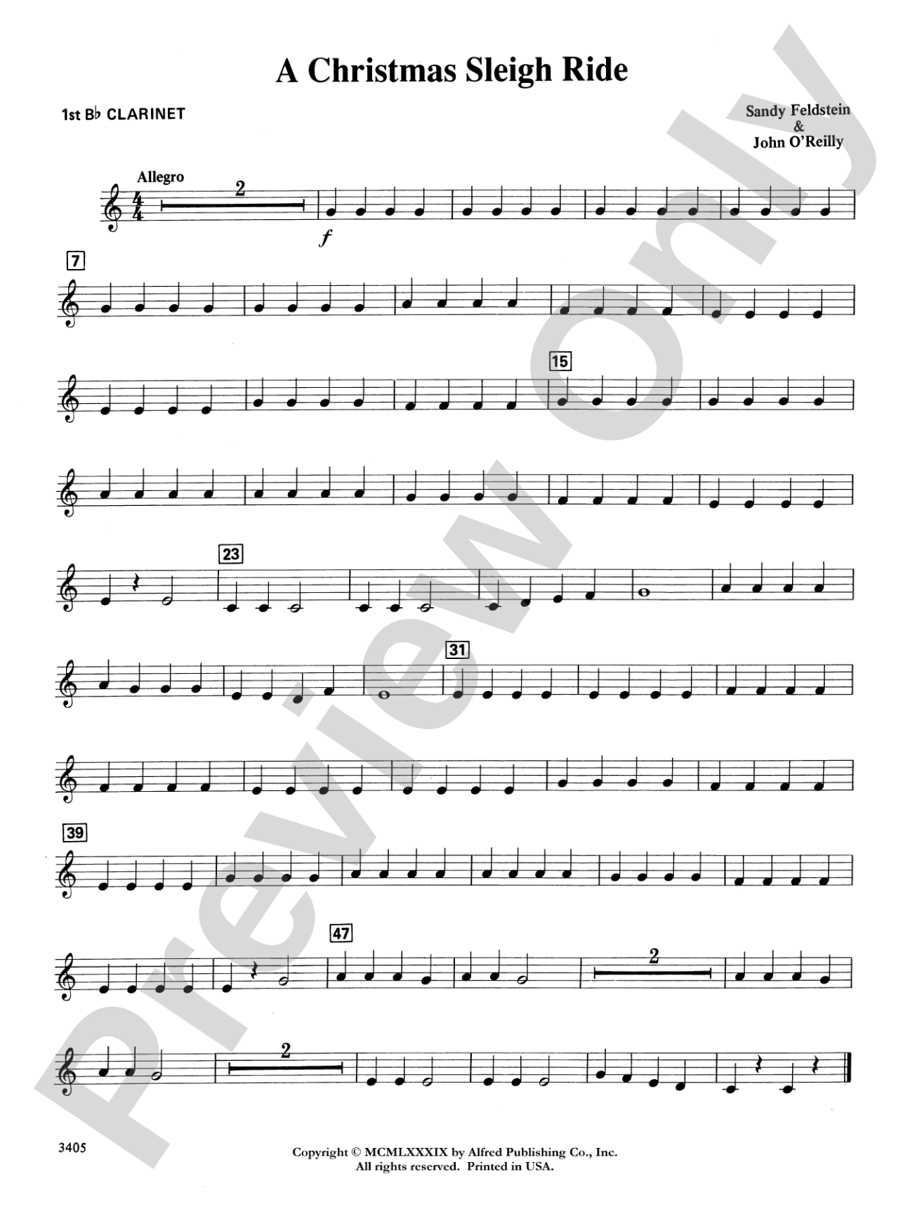 A Christmas Sleigh Ride: 1st B-flat Clarinet