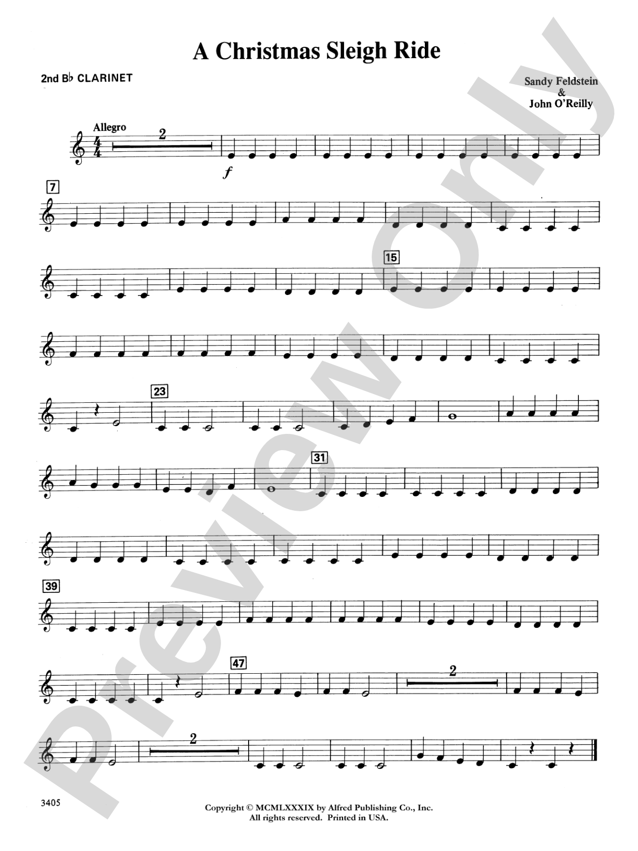 A Christmas Sleigh Ride: 2nd B-flat Clarinet