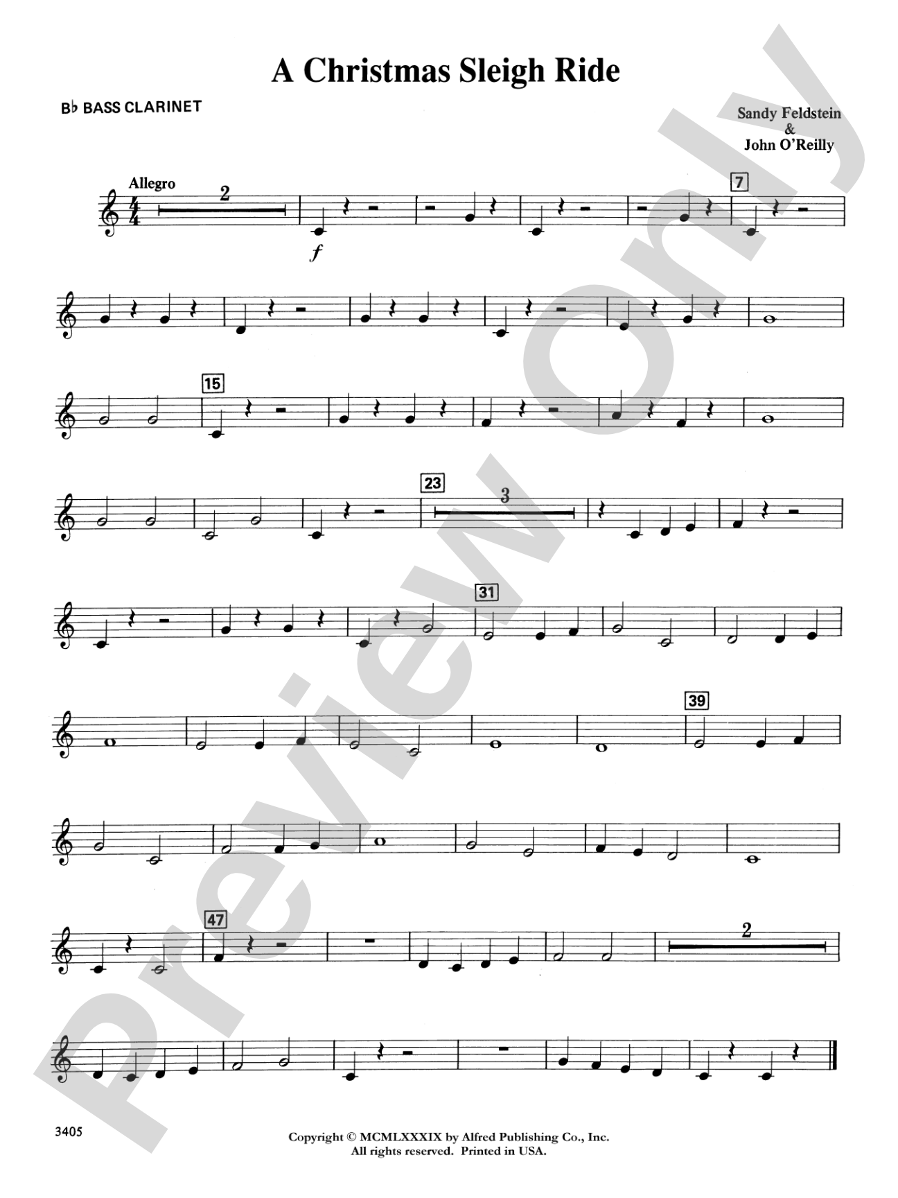A Christmas Sleigh Ride: B-flat Bass Clarinet